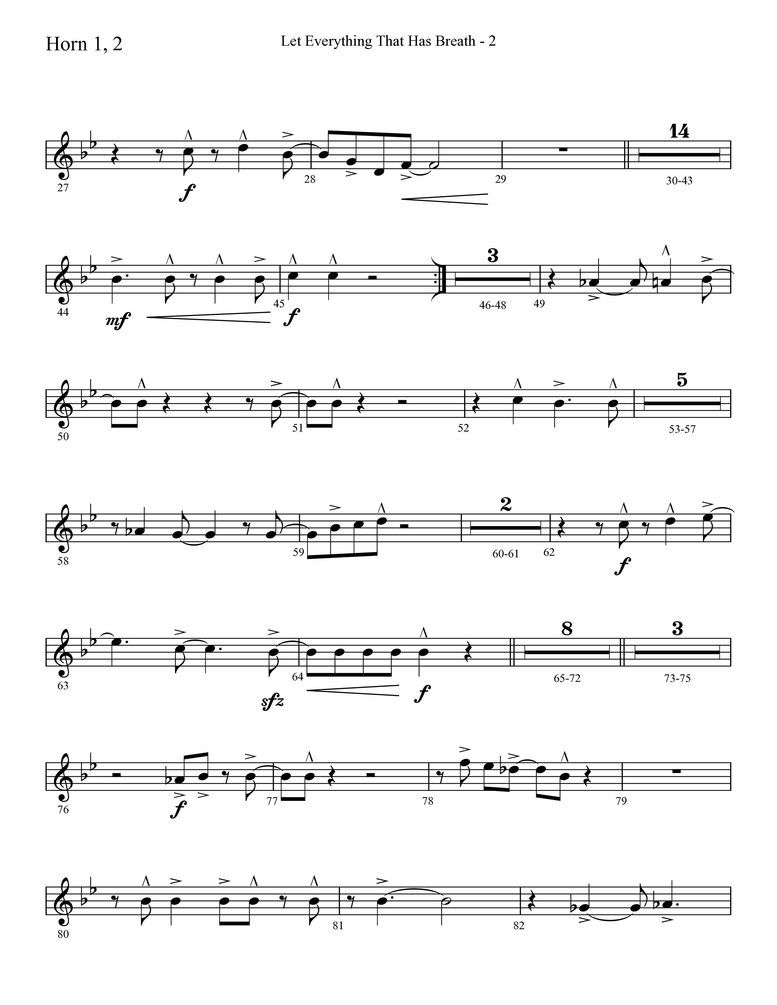 Let Everything That Has Breath (Choral Anthem SATB) French Horn 1/2 (Lifeway Choral / Arr. Cliff Duren)