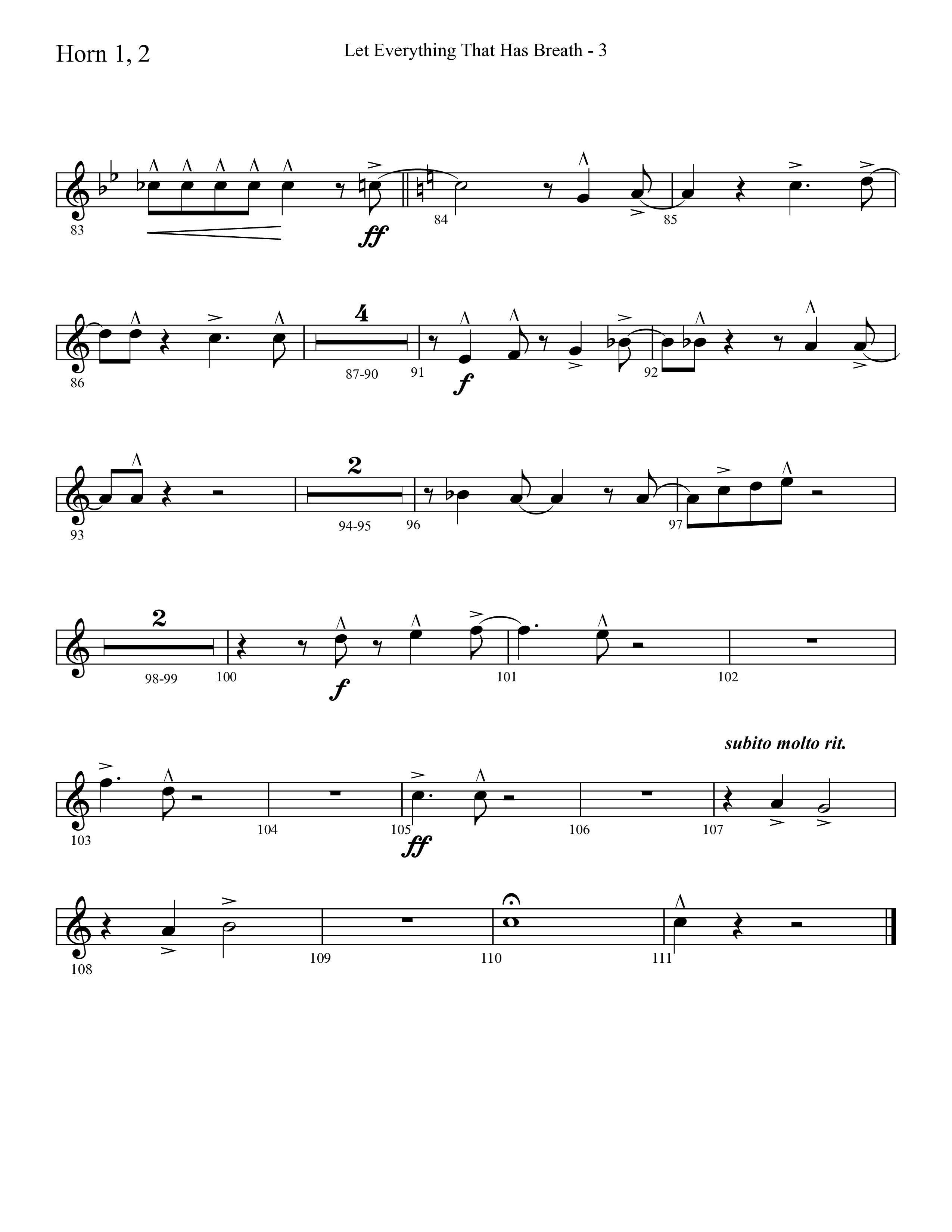 Let Everything That Has Breath (Choral Anthem SATB) French Horn 1/2 (Lifeway Choral / Arr. Cliff Duren)