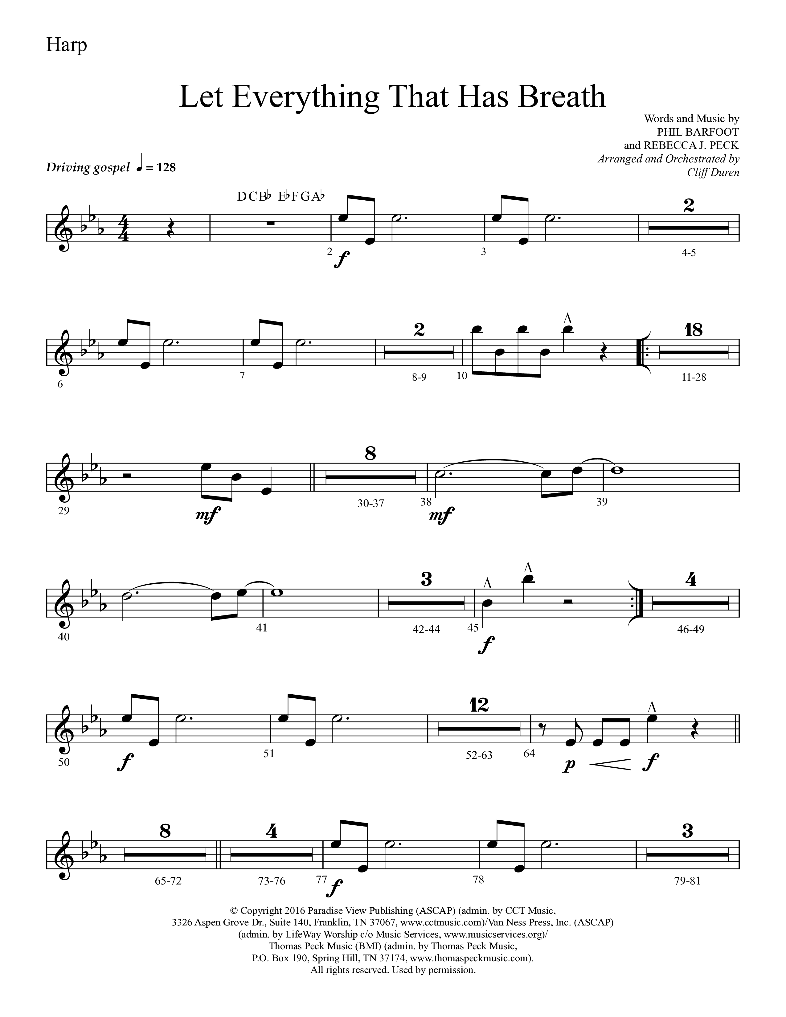 Let Everything That Has Breath (Choral Anthem SATB) Harp (Lifeway Choral / Arr. Cliff Duren)