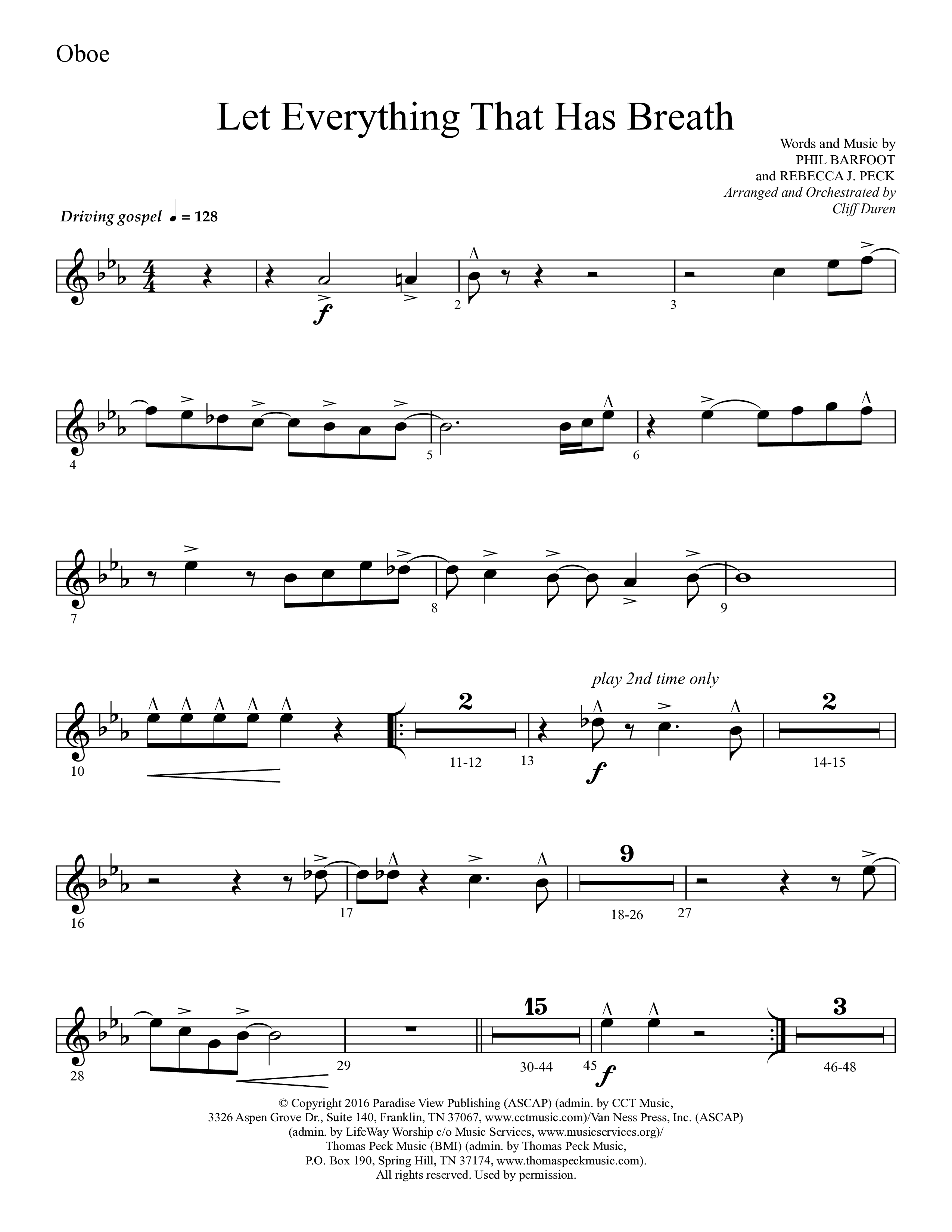 Let Everything That Has Breath (Choral Anthem SATB) Oboe (Lifeway Choral / Arr. Cliff Duren)