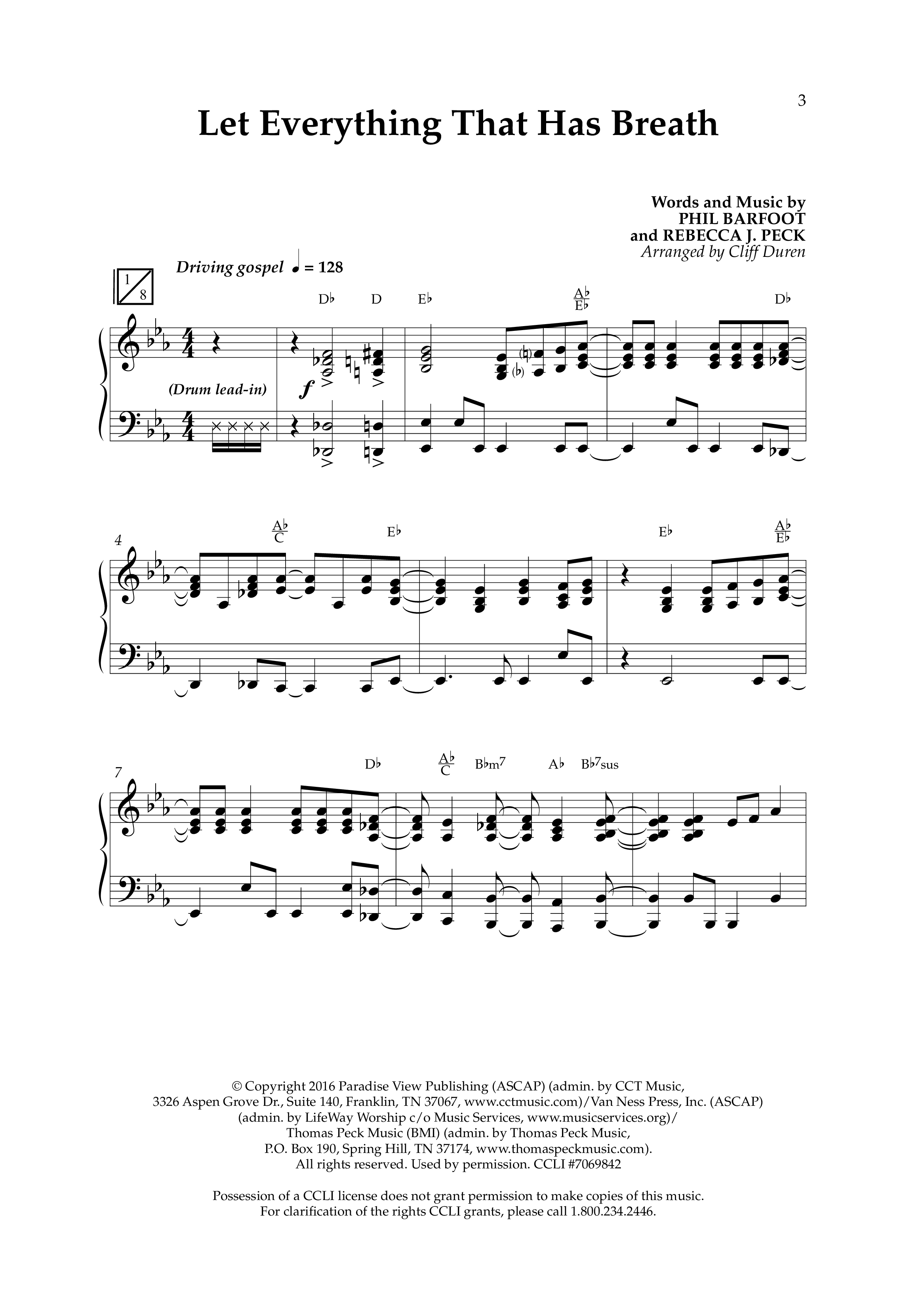 Let Everything That Has Breath (Choral Anthem SATB) Anthem (SATB/Piano) (Lifeway Choral / Arr. Cliff Duren)