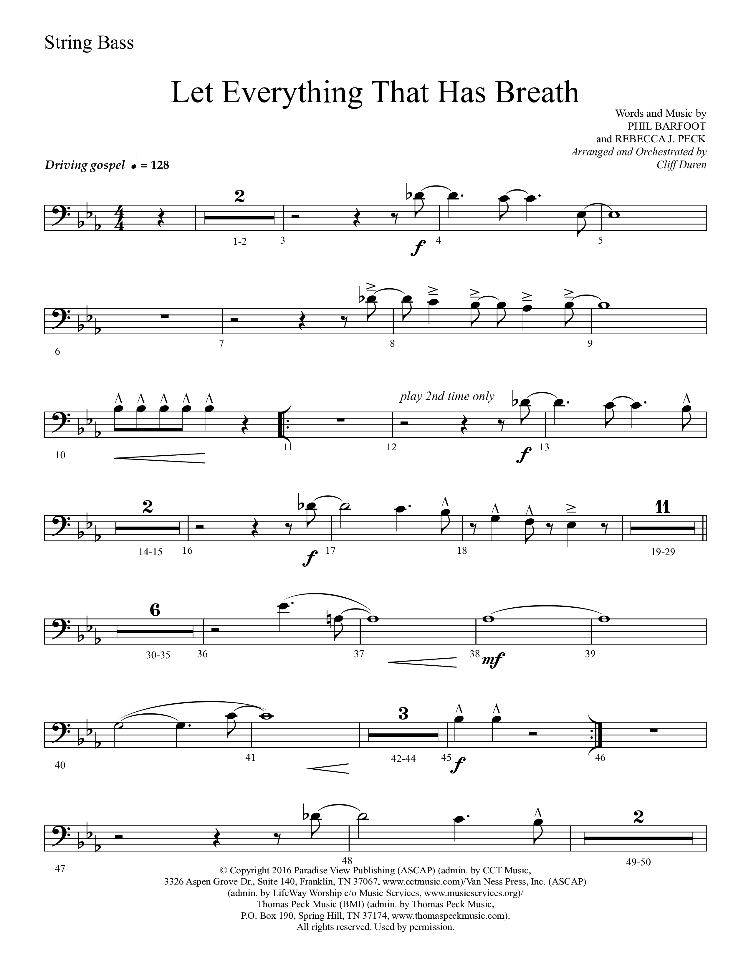 Let Everything That Has Breath (Choral Anthem SATB) String Bass (Lifeway Choral / Arr. Cliff Duren)