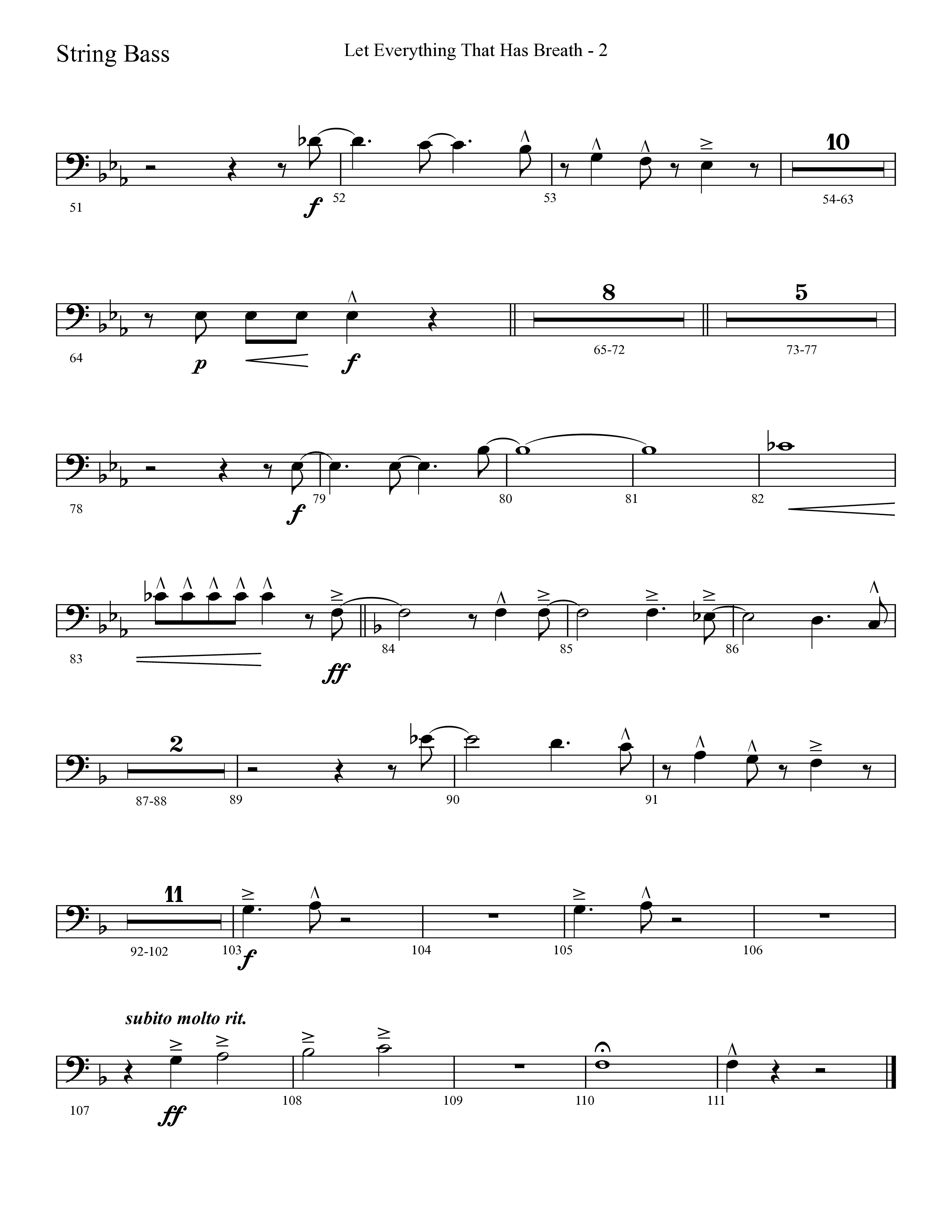 Let Everything That Has Breath (Choral Anthem SATB) String Bass (Lifeway Choral / Arr. Cliff Duren)