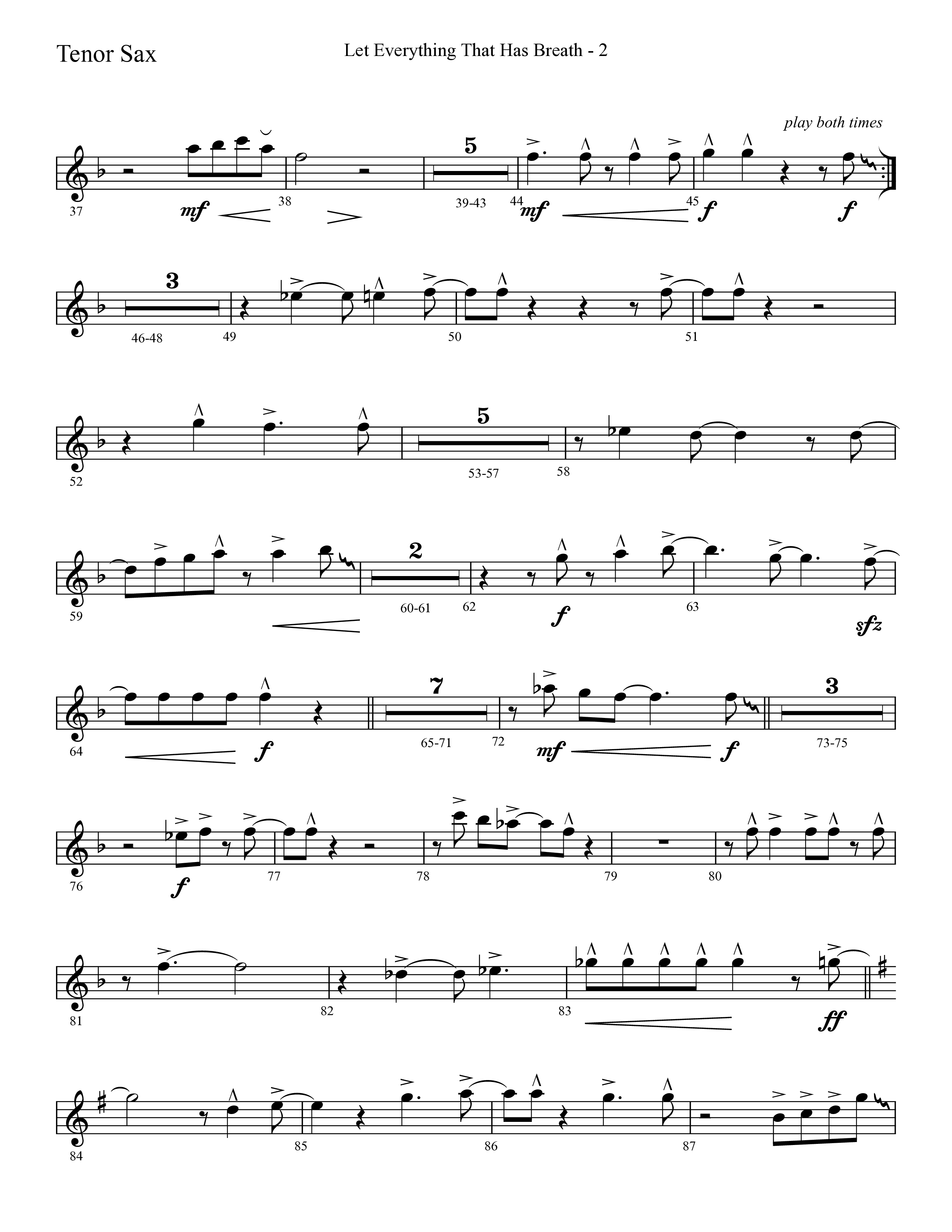 Let Everything That Has Breath (Choral Anthem SATB) Tenor Sax 1 (Lifeway Choral / Arr. Cliff Duren)