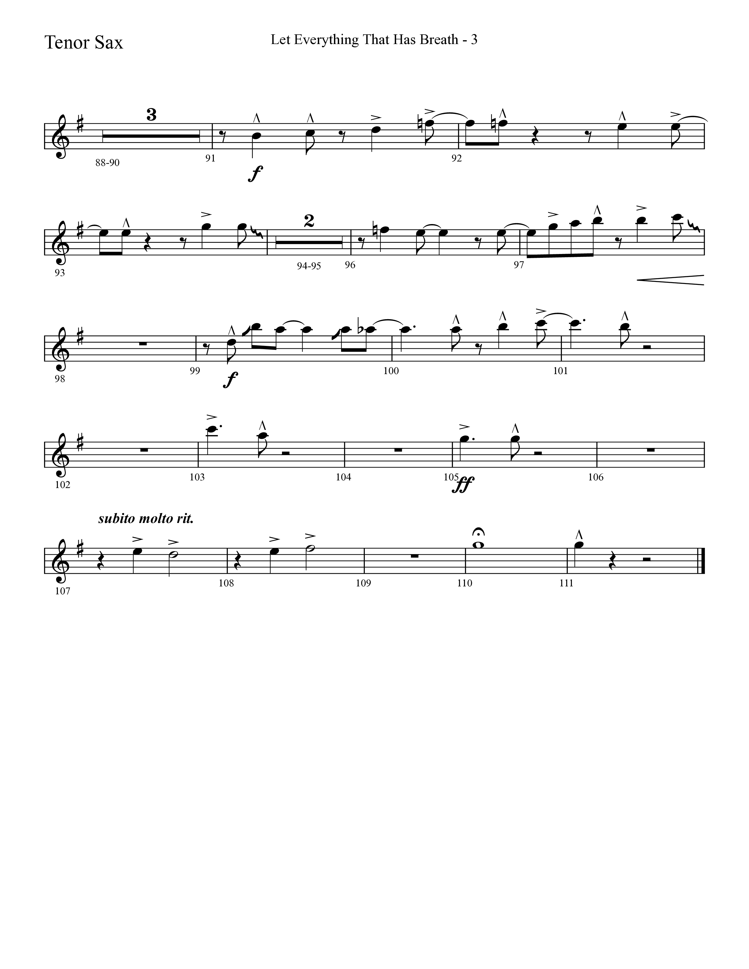 Let Everything That Has Breath (Choral Anthem SATB) Tenor Sax 1 (Lifeway Choral / Arr. Cliff Duren)