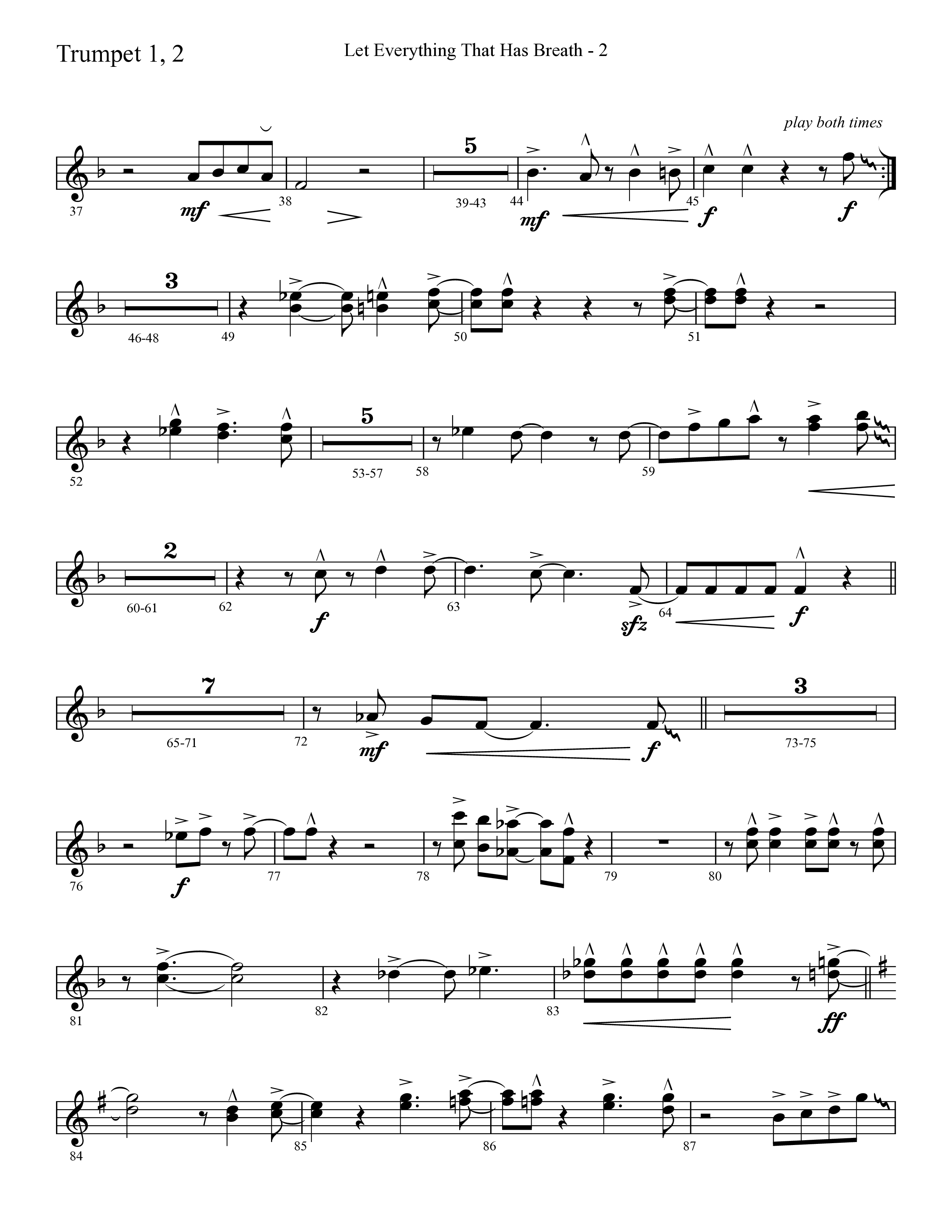 Let Everything That Has Breath (Choral Anthem SATB) Trumpet 1,2 (Lifeway Choral / Arr. Cliff Duren)