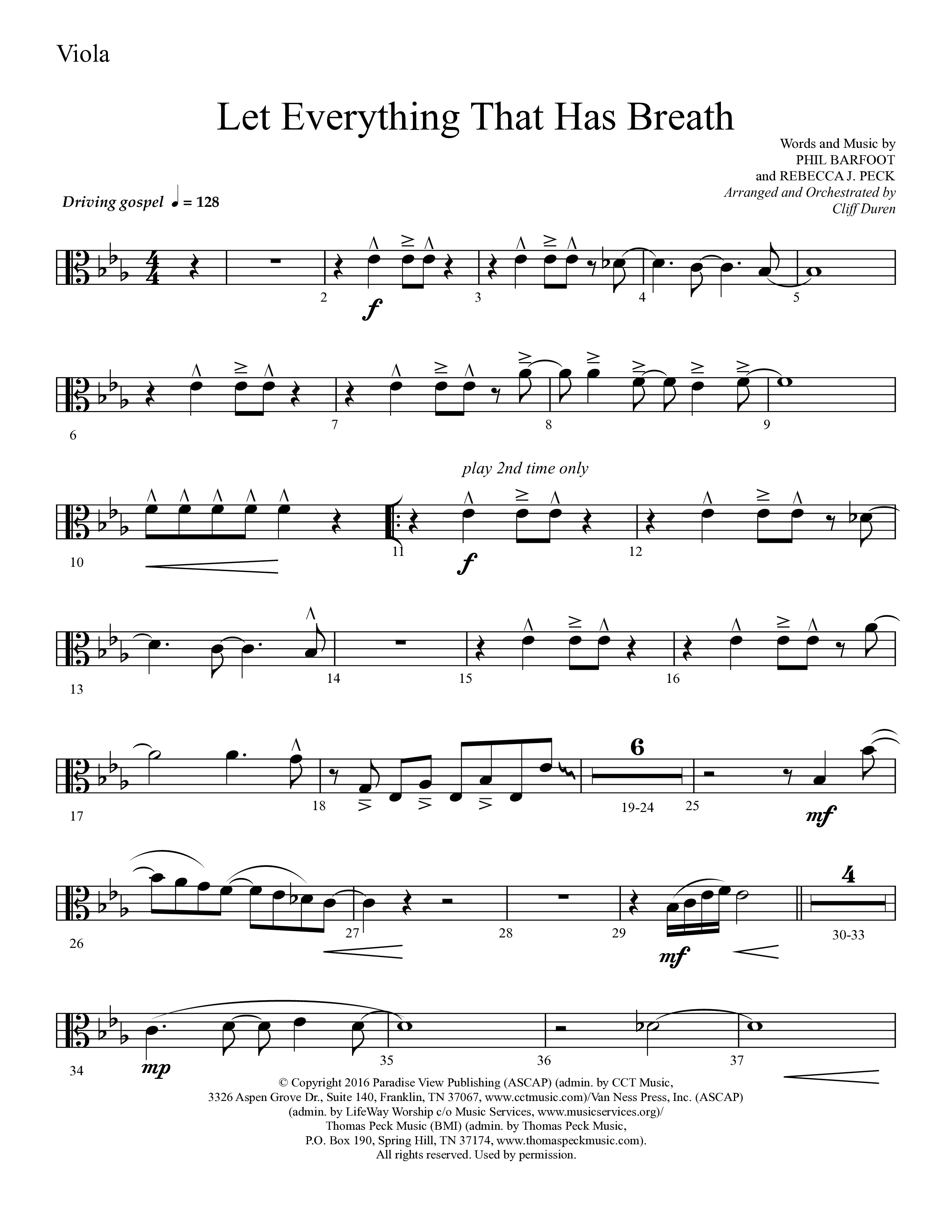 Let Everything That Has Breath (Choral Anthem SATB) Viola (Lifeway Choral / Arr. Cliff Duren)
