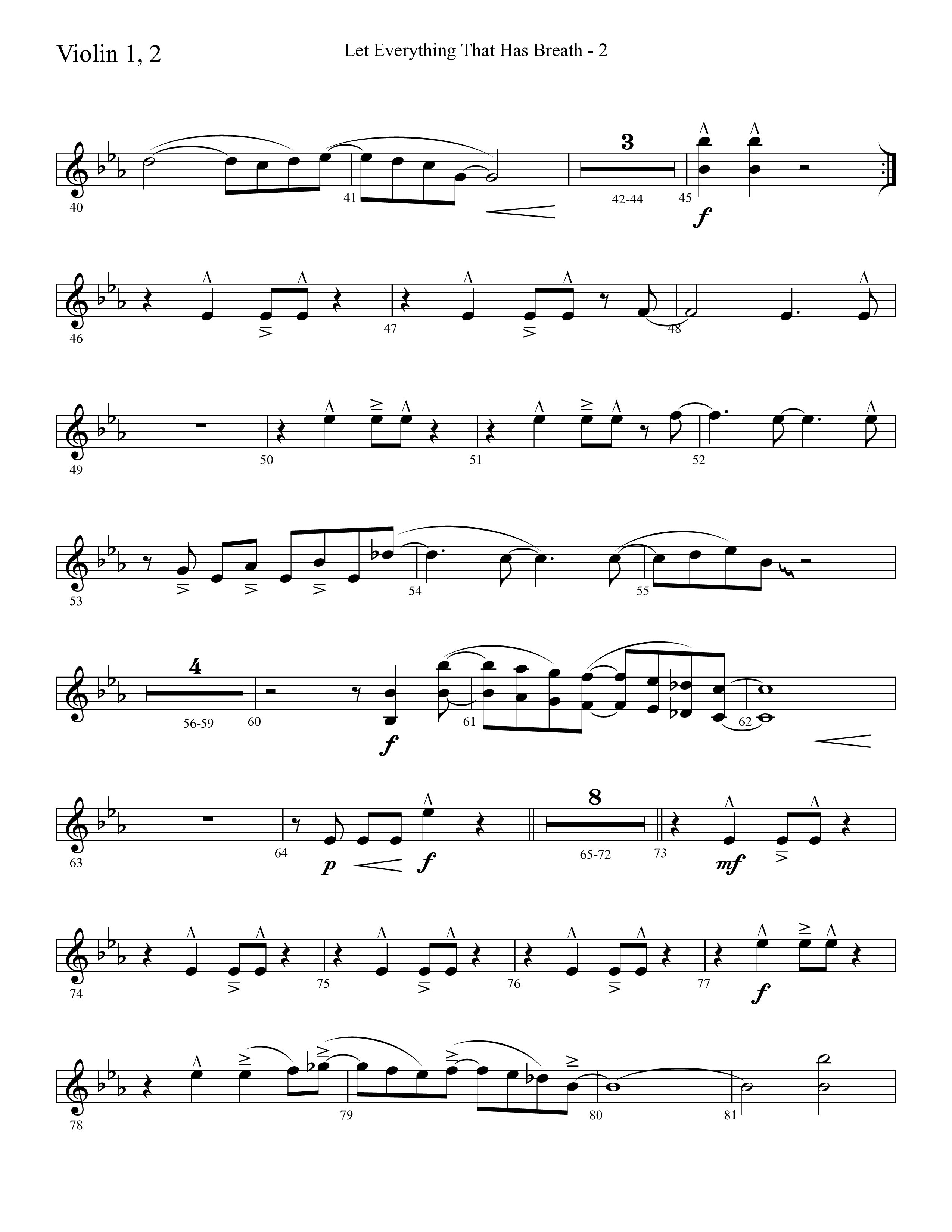 Let Everything That Has Breath (Choral Anthem SATB) Violin 1/2 (Lifeway Choral / Arr. Cliff Duren)