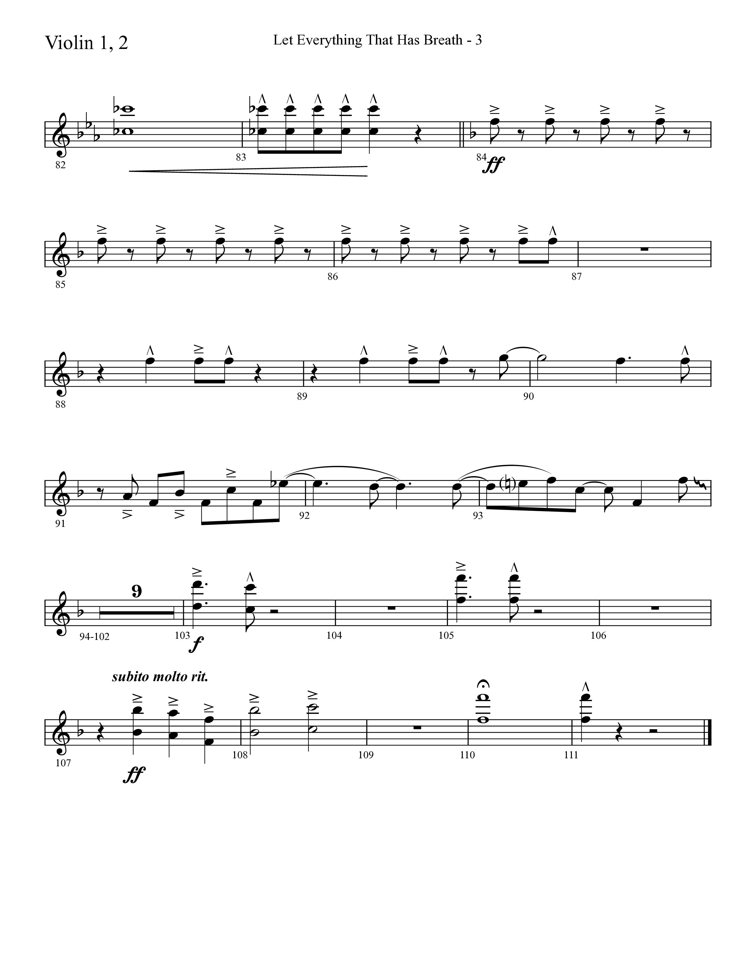 Let Everything That Has Breath (Choral Anthem SATB) Violin 1/2 (Lifeway Choral / Arr. Cliff Duren)