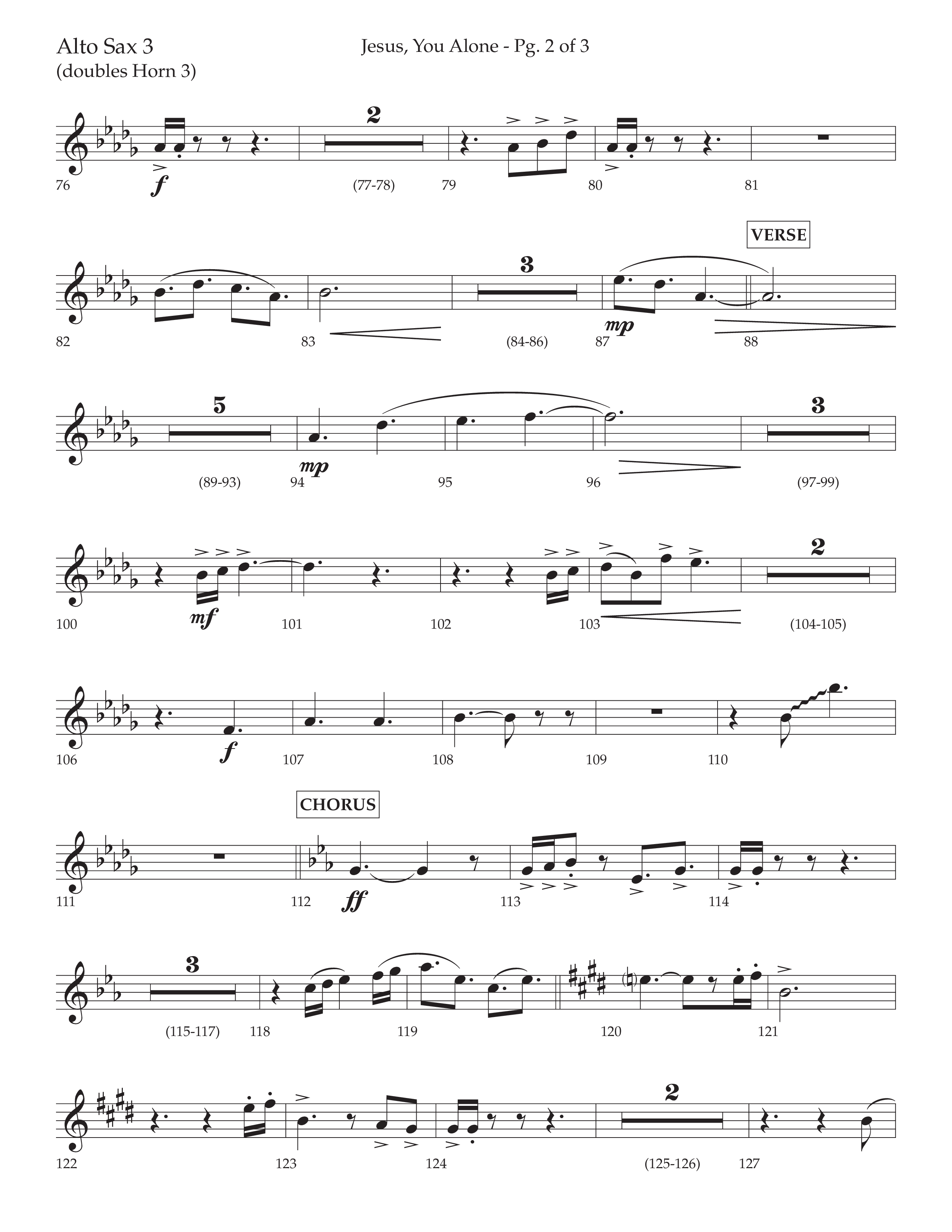 Jesus You Alone (Choral Anthem SATB) Alto Sax (Lifeway Choral / Arr. David Wise / Orch. Bradley Knight)