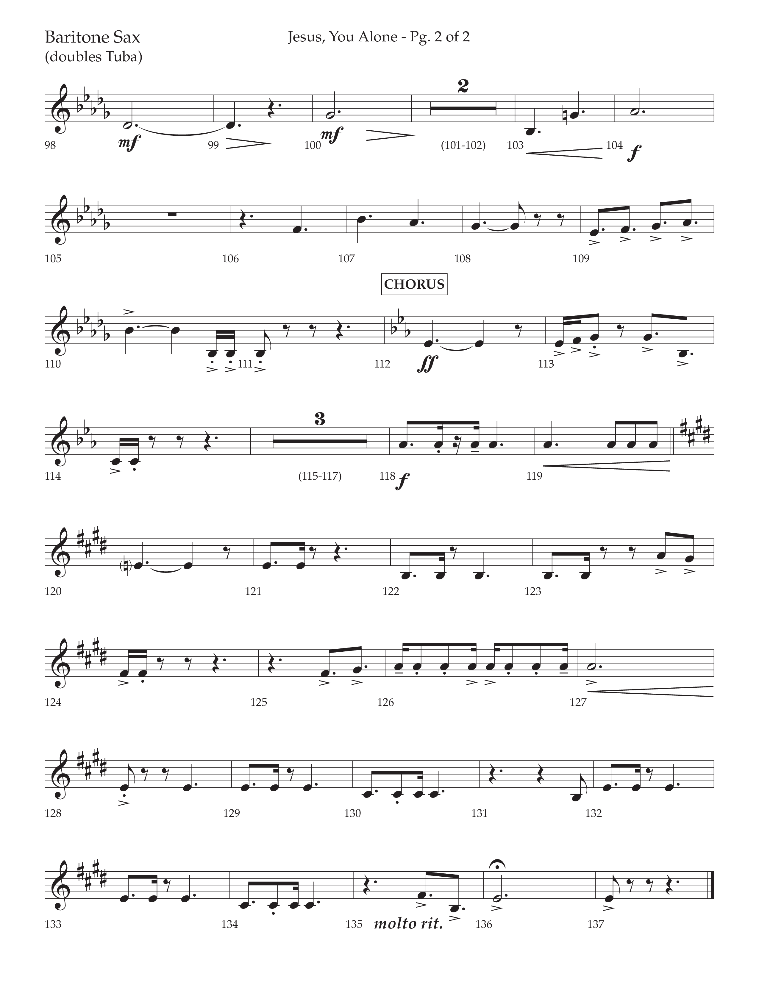 Jesus You Alone (Choral Anthem SATB) Bari Sax (Lifeway Choral / Arr. David Wise / Orch. Bradley Knight)
