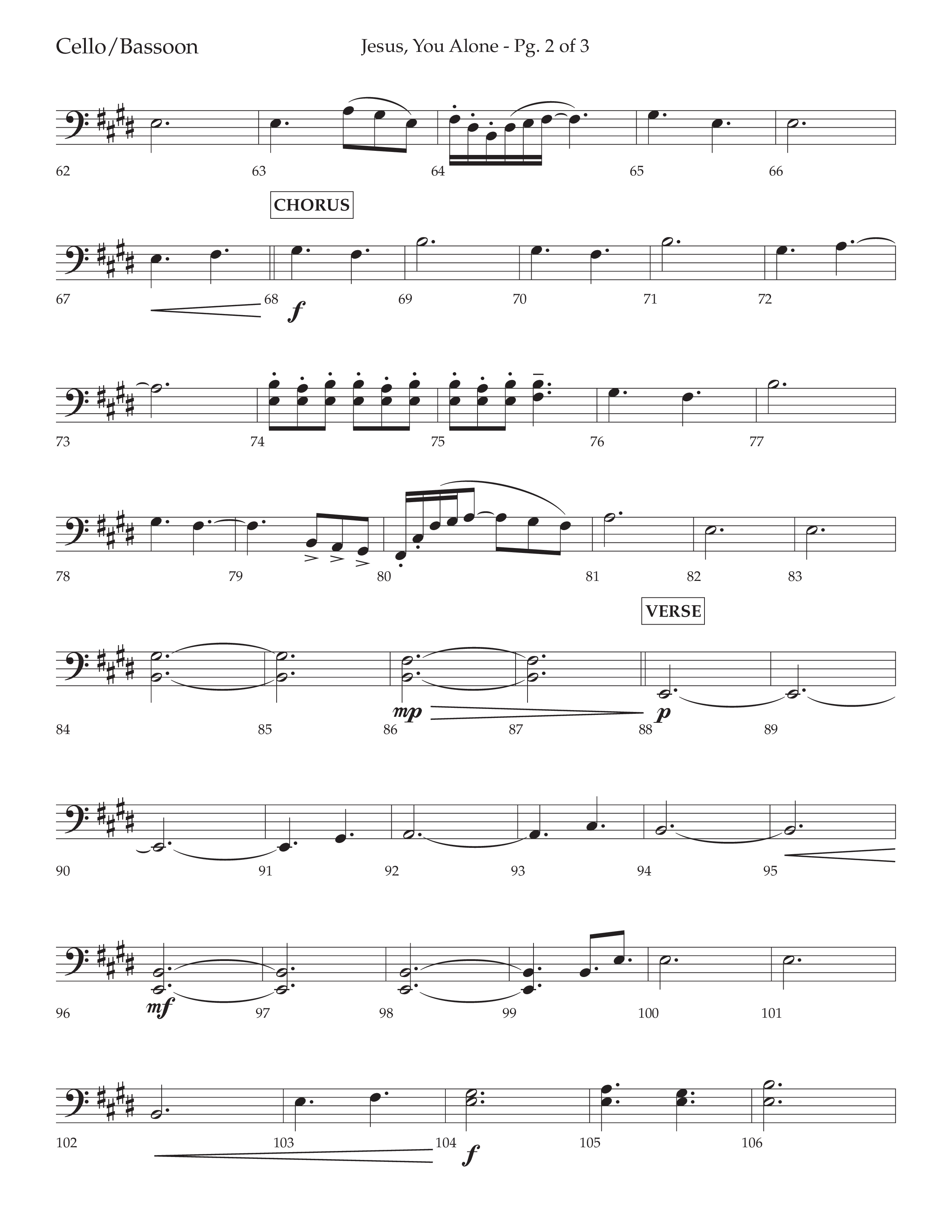 Jesus You Alone (Choral Anthem SATB) Cello (Lifeway Choral / Arr. David Wise / Orch. Bradley Knight)