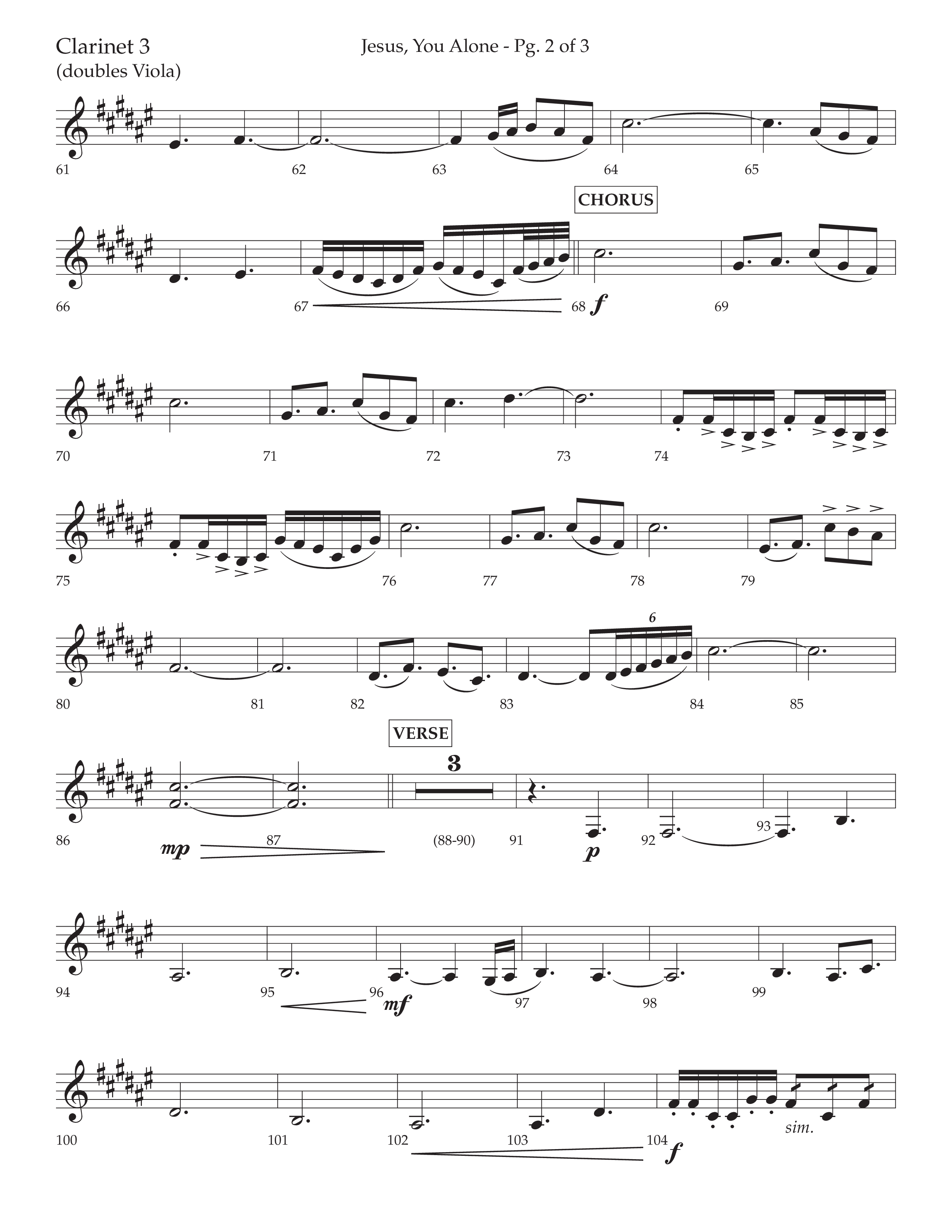 Jesus You Alone (Choral Anthem SATB) Clarinet 3 (Lifeway Choral / Arr. David Wise / Orch. Bradley Knight)