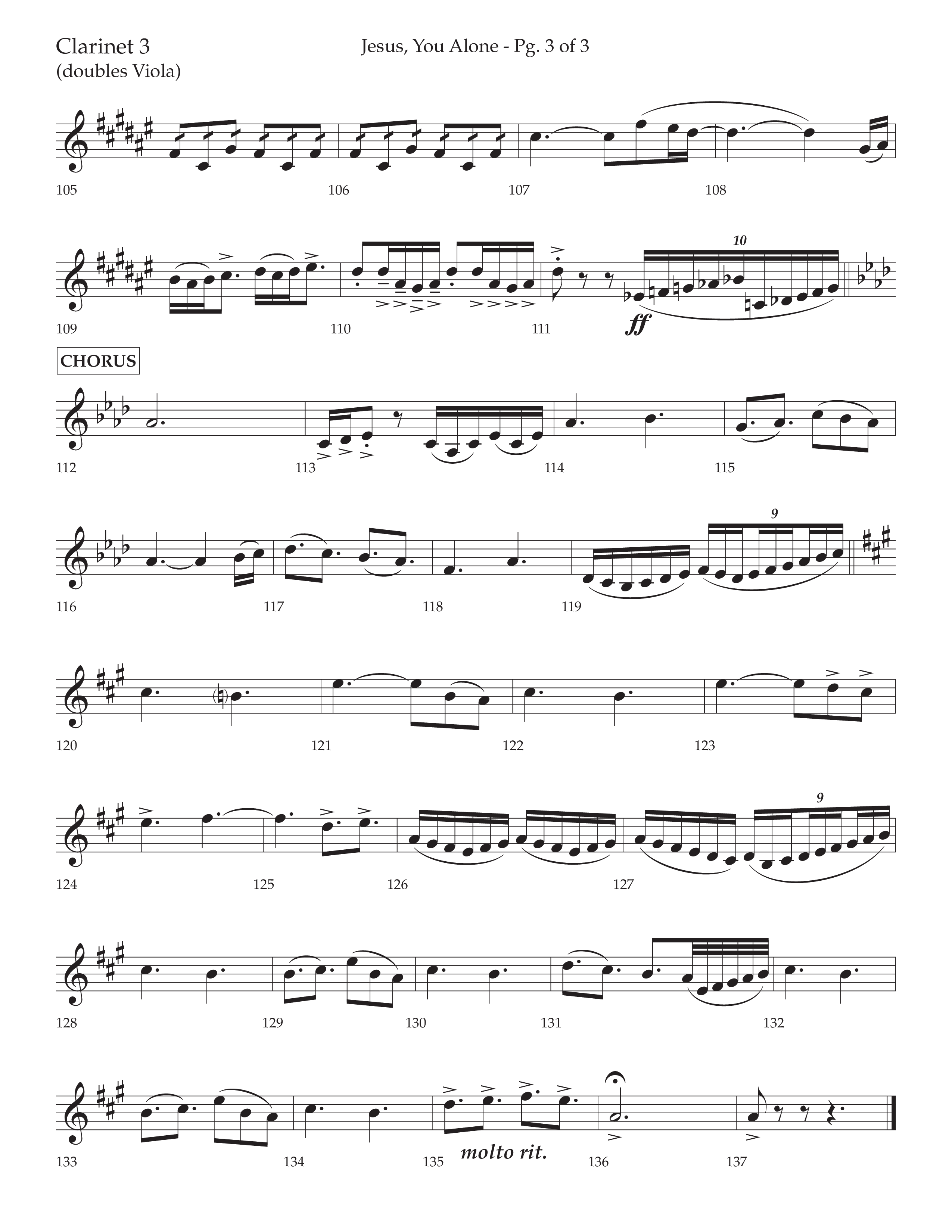 Jesus You Alone (Choral Anthem SATB) Clarinet 3 (Lifeway Choral / Arr. David Wise / Orch. Bradley Knight)