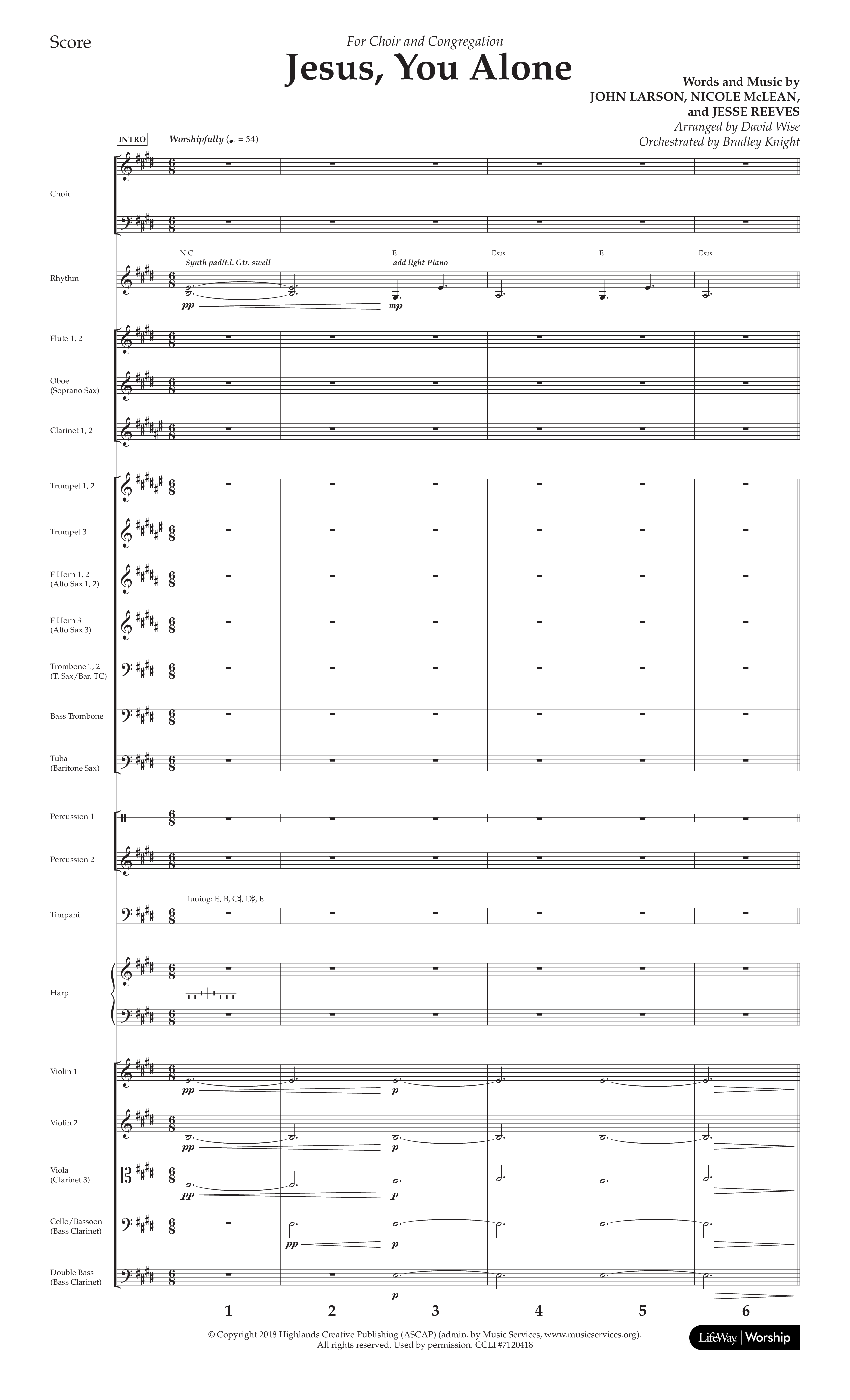 Jesus You Alone (Choral Anthem SATB) Orchestration (Lifeway Choral / Arr. David Wise / Orch. Bradley Knight)