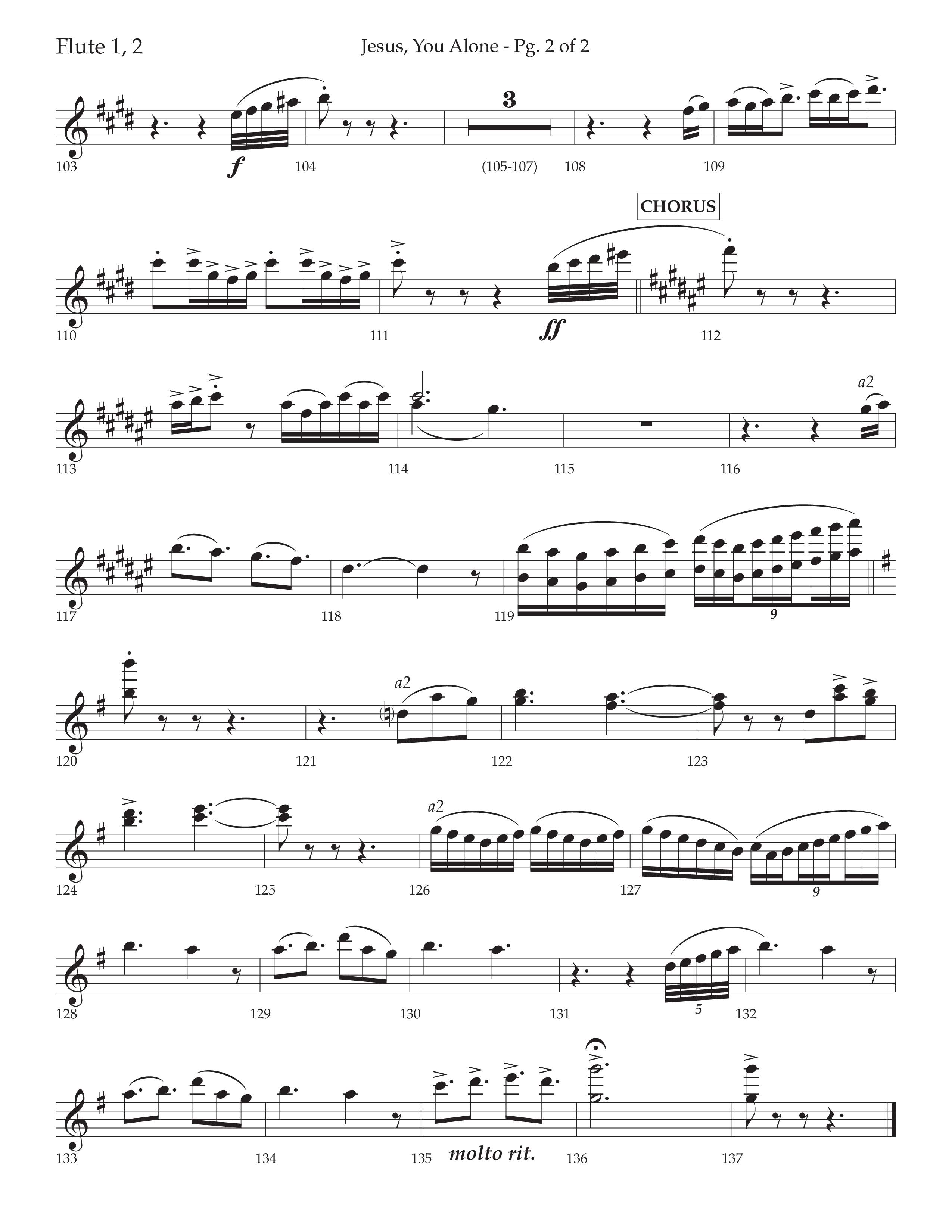Jesus You Alone (Choral Anthem SATB) Flute 1/2 (Lifeway Choral / Arr. David Wise / Orch. Bradley Knight)