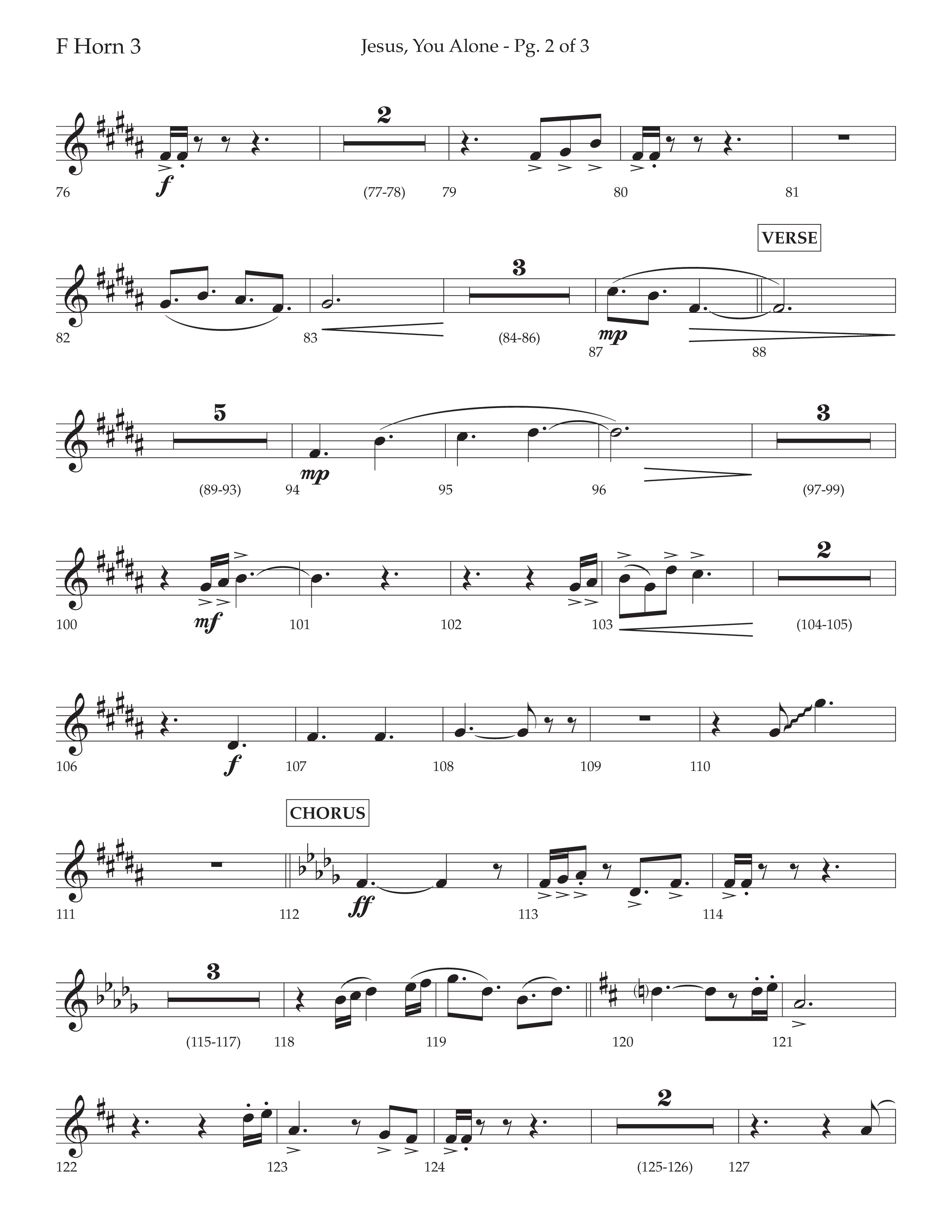 Jesus You Alone (Choral Anthem SATB) French Horn 3 (Lifeway Choral / Arr. David Wise / Orch. Bradley Knight)