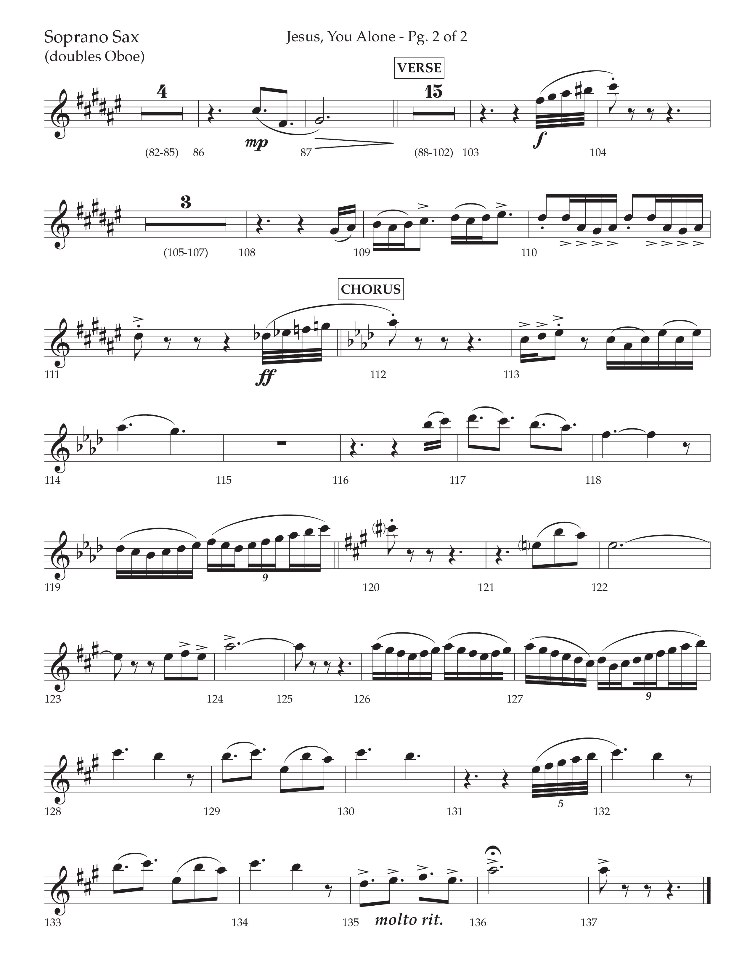 Jesus You Alone (Choral Anthem SATB) Soprano Sax (Lifeway Choral / Arr. David Wise / Orch. Bradley Knight)