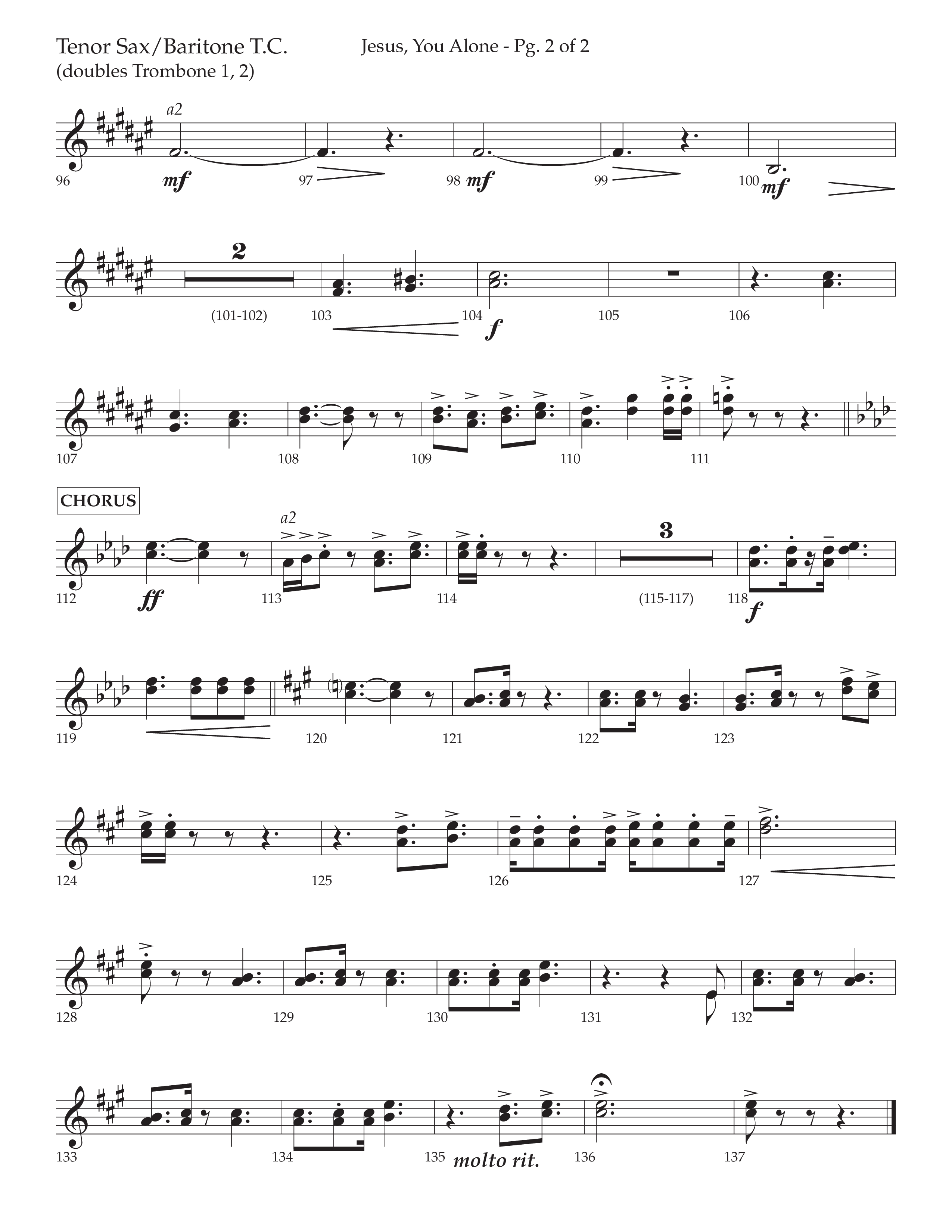Jesus You Alone (Choral Anthem SATB) Tenor Sax/Baritone T.C. (Lifeway Choral / Arr. David Wise / Orch. Bradley Knight)
