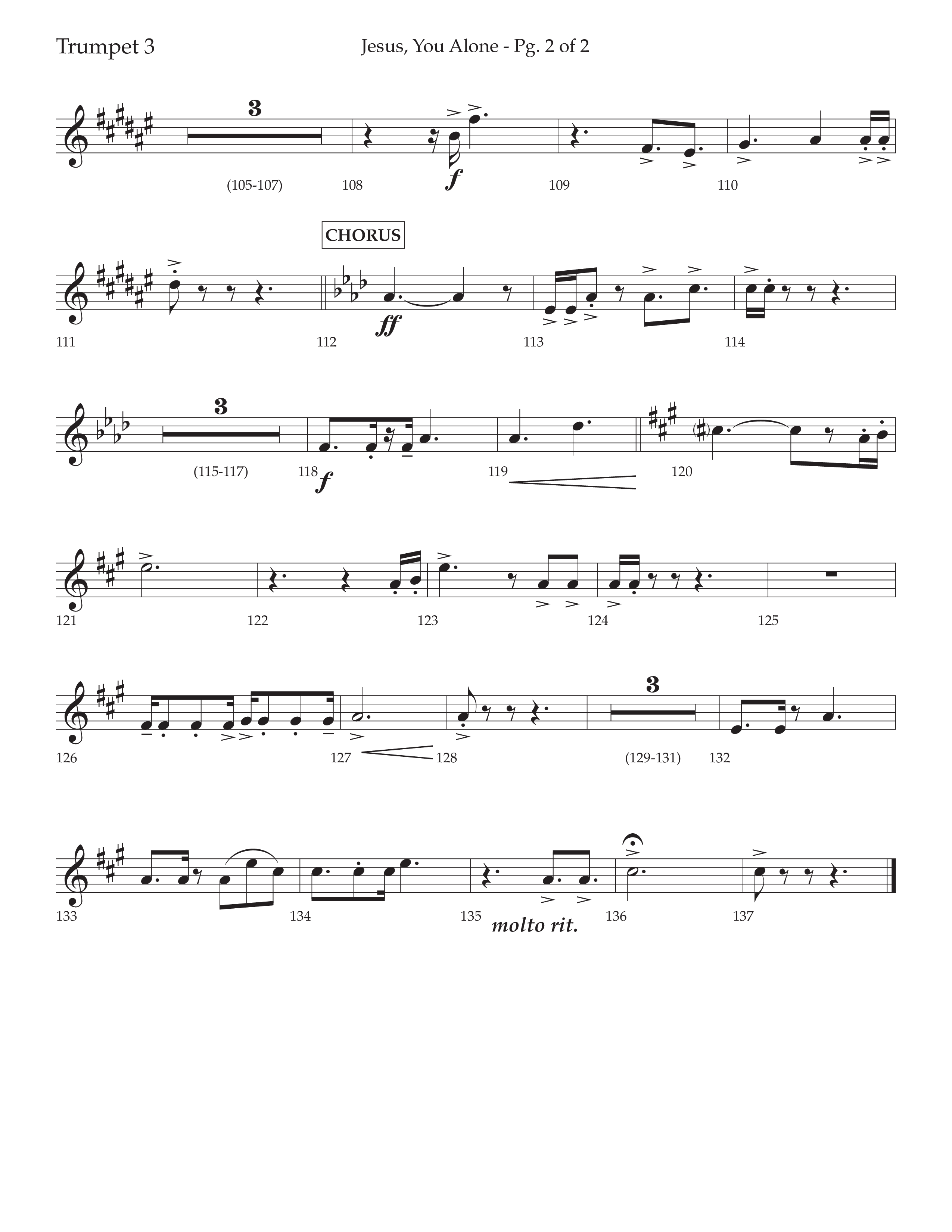 Jesus You Alone (Choral Anthem SATB) Trumpet 3 (Lifeway Choral / Arr. David Wise / Orch. Bradley Knight)