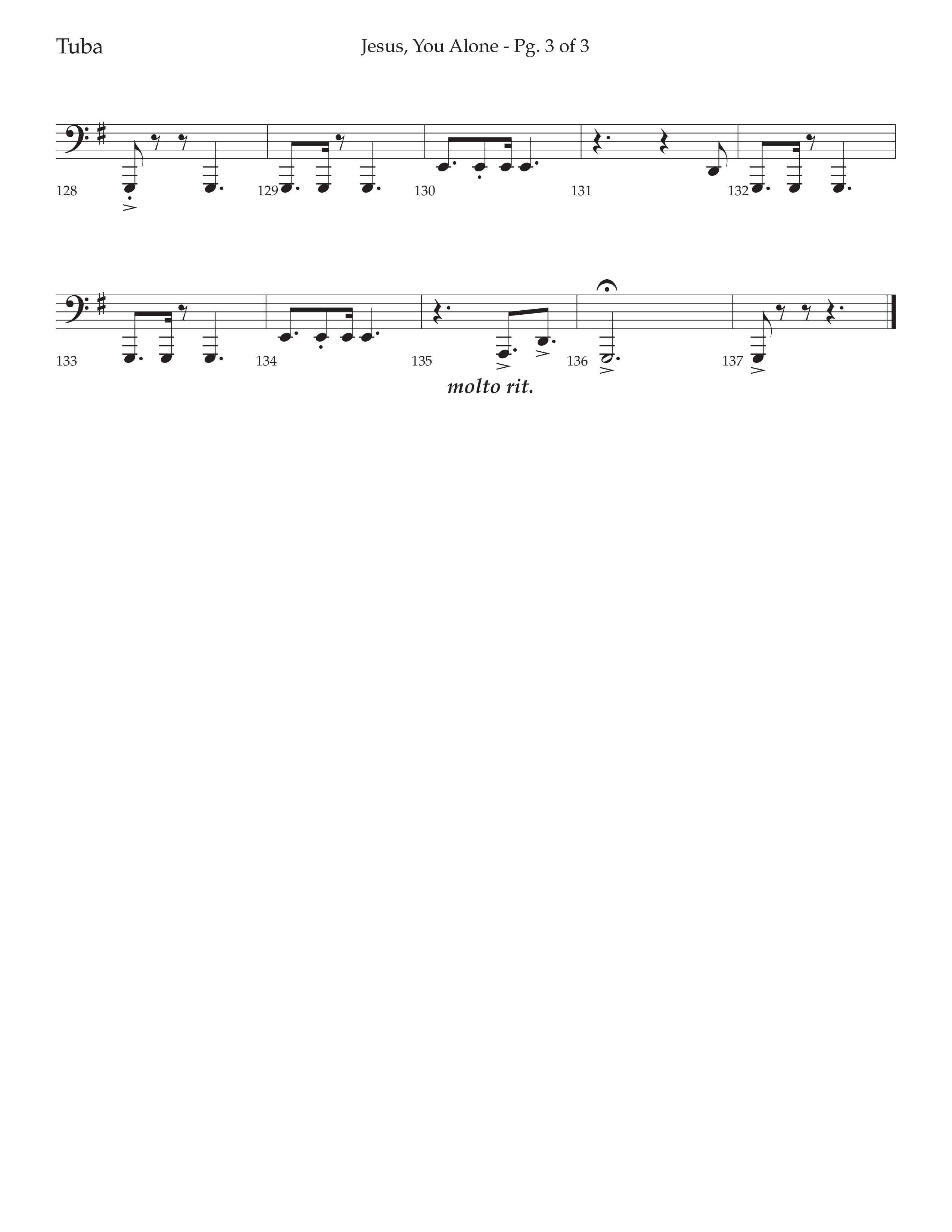 Jesus You Alone (Choral Anthem SATB) Tuba (Lifeway Choral / Arr. David Wise / Orch. Bradley Knight)