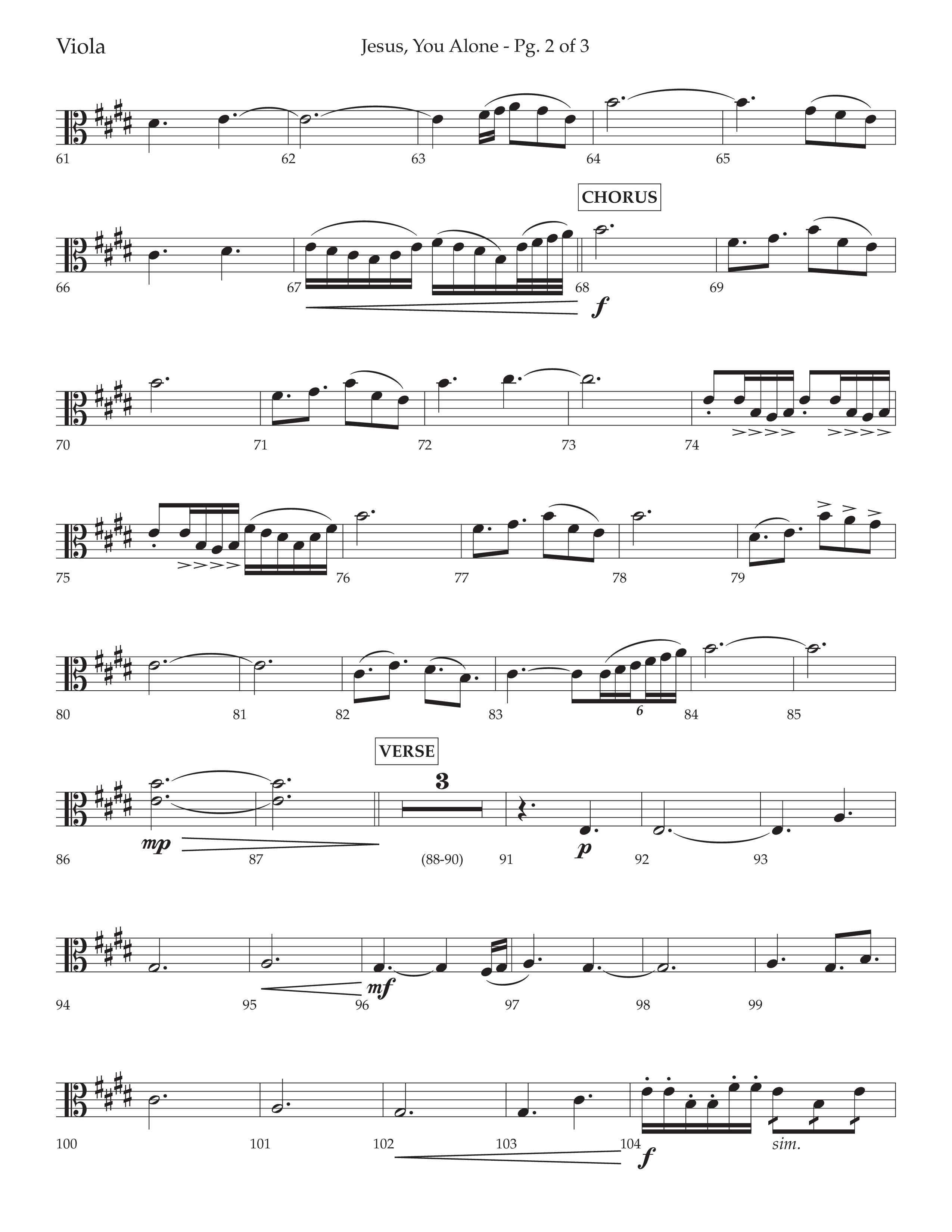 Jesus You Alone (Choral Anthem SATB) Viola (Lifeway Choral / Arr. David Wise / Orch. Bradley Knight)