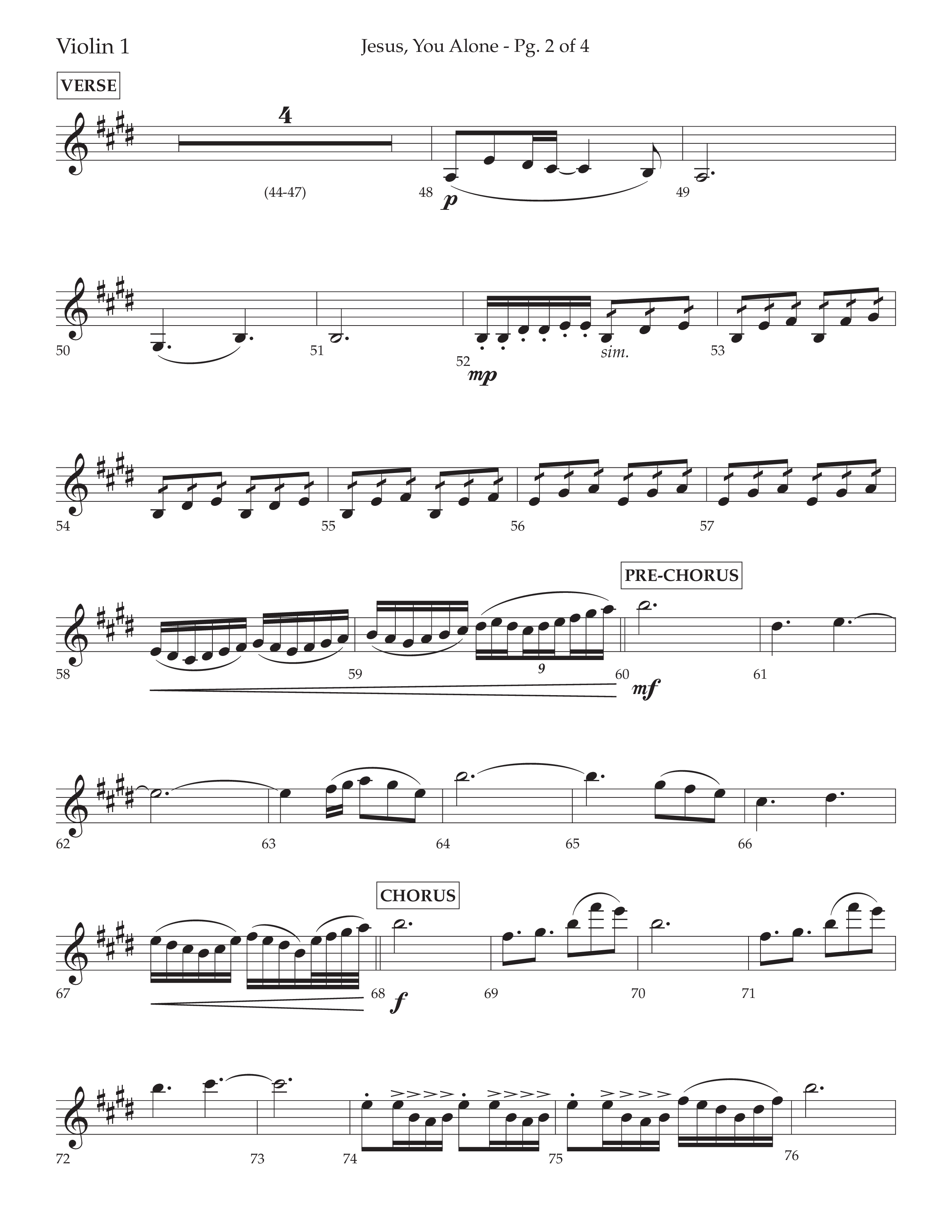 Jesus You Alone (Choral Anthem SATB) Violin 1 (Lifeway Choral / Arr. David Wise / Orch. Bradley Knight)