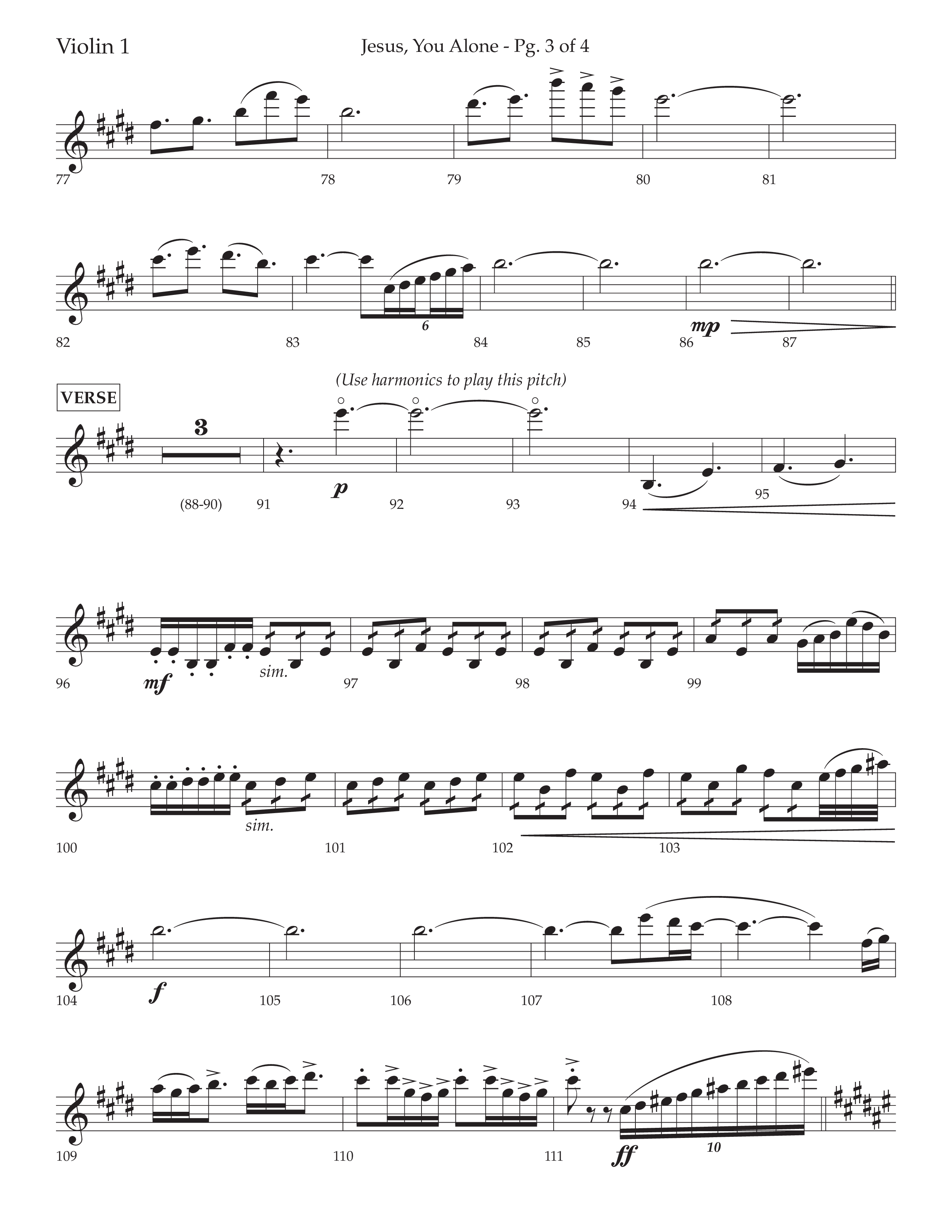Jesus You Alone (Choral Anthem SATB) Violin 1 (Lifeway Choral / Arr. David Wise / Orch. Bradley Knight)