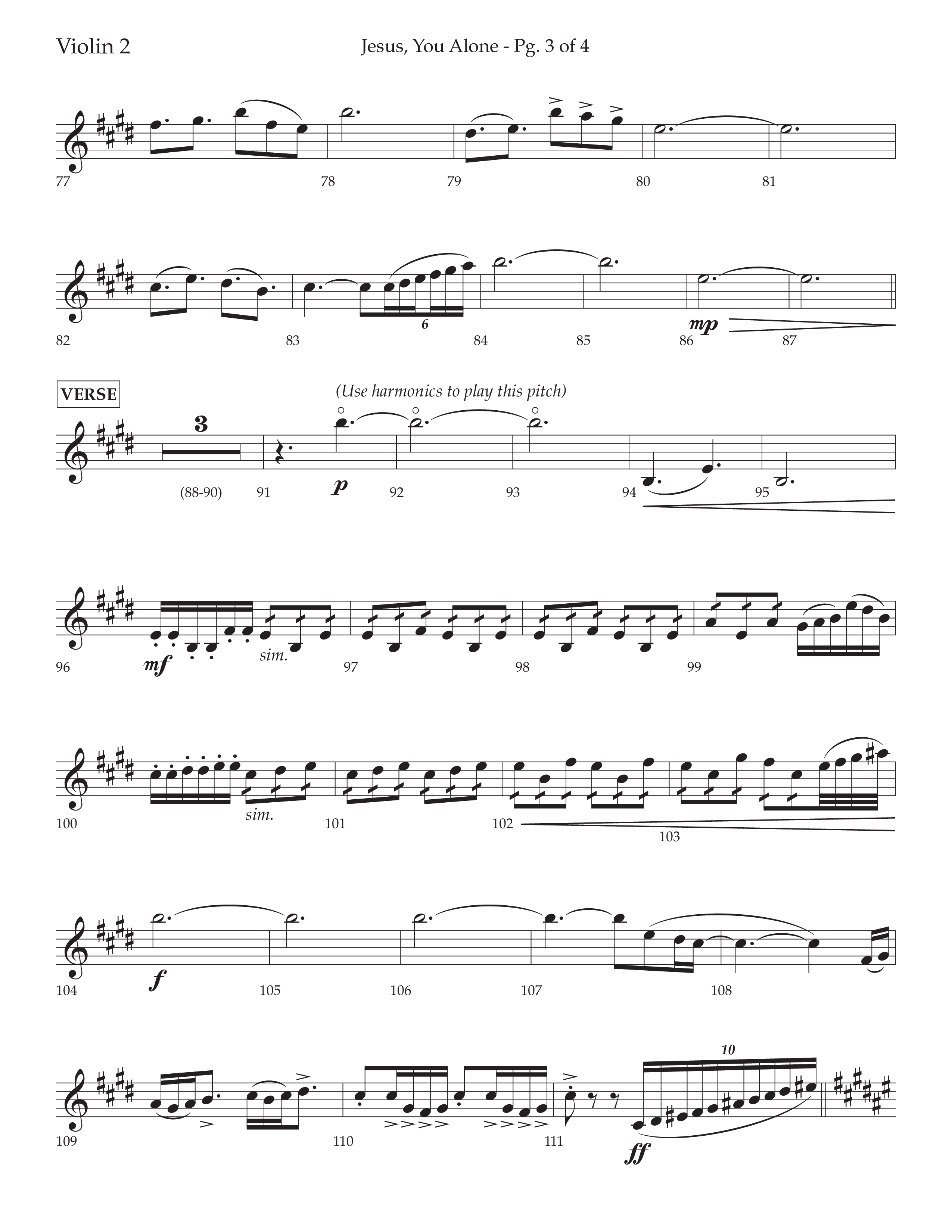 Jesus You Alone (Choral Anthem SATB) Violin 2 (Lifeway Choral / Arr. David Wise / Orch. Bradley Knight)