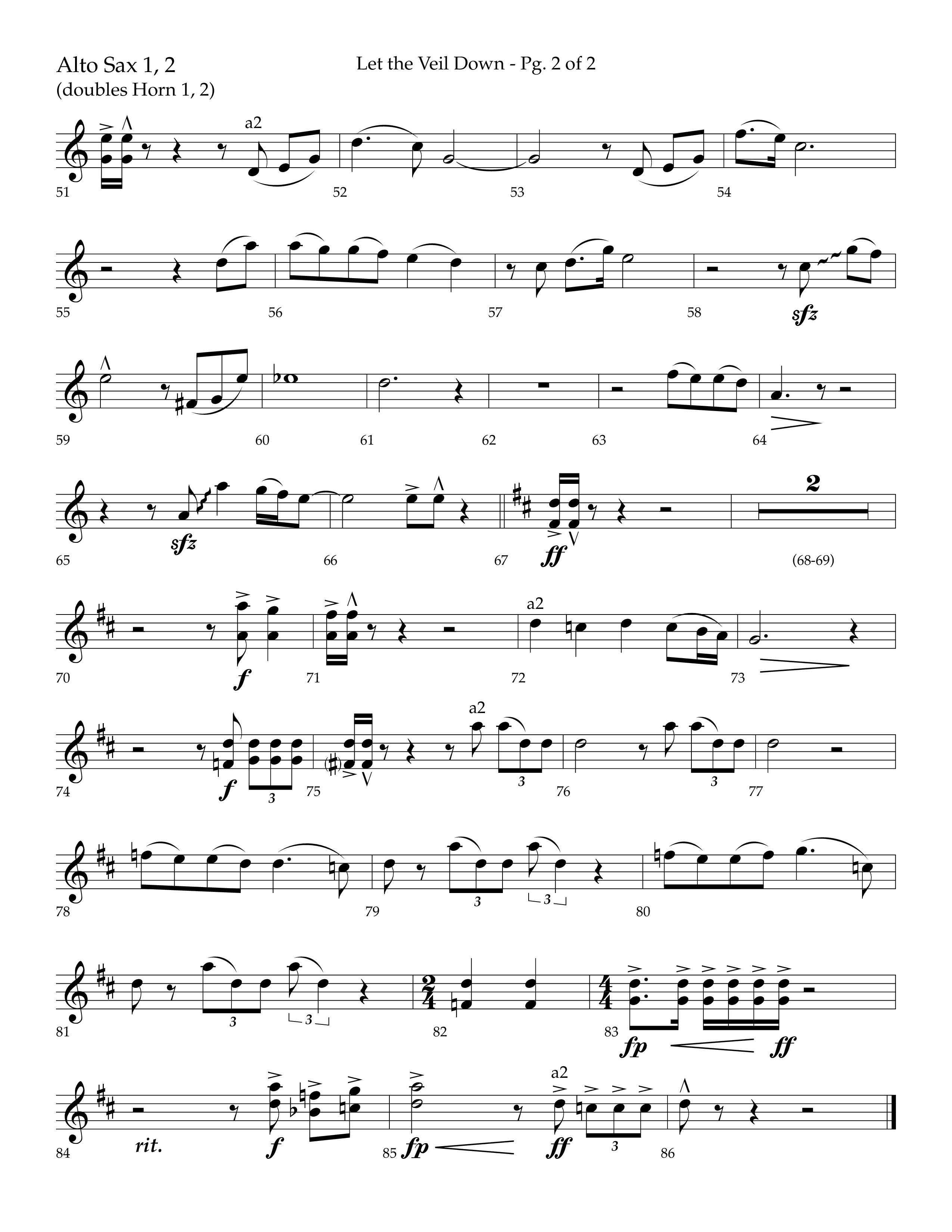 Let The Veil Down with I Exalt Thee (Choral Anthem SATB) Alto Sax 1/2 (Lifeway Choral / Arr. Cody McVey)