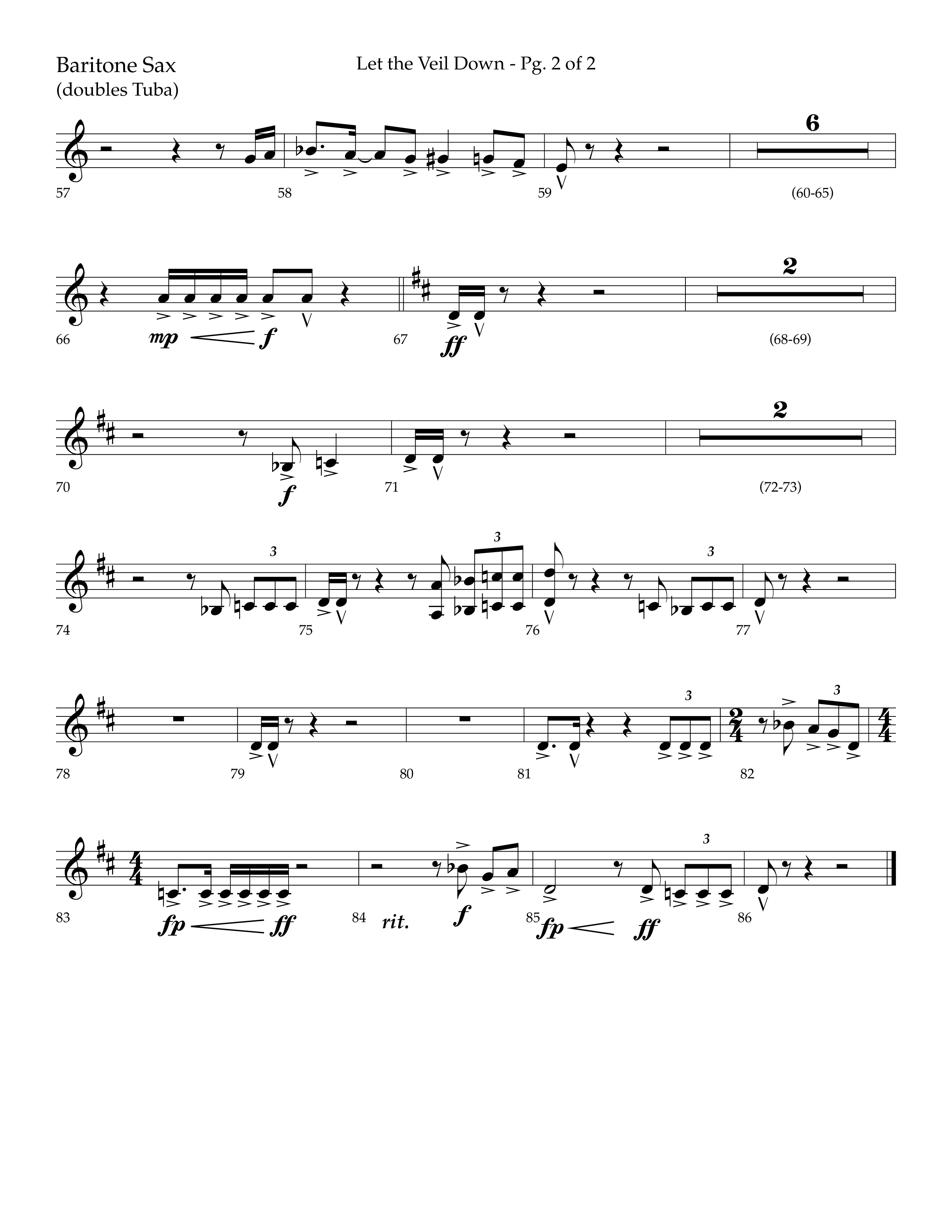 Let The Veil Down with I Exalt Thee (Choral Anthem SATB) Bari Sax (Lifeway Choral / Arr. Cody McVey)