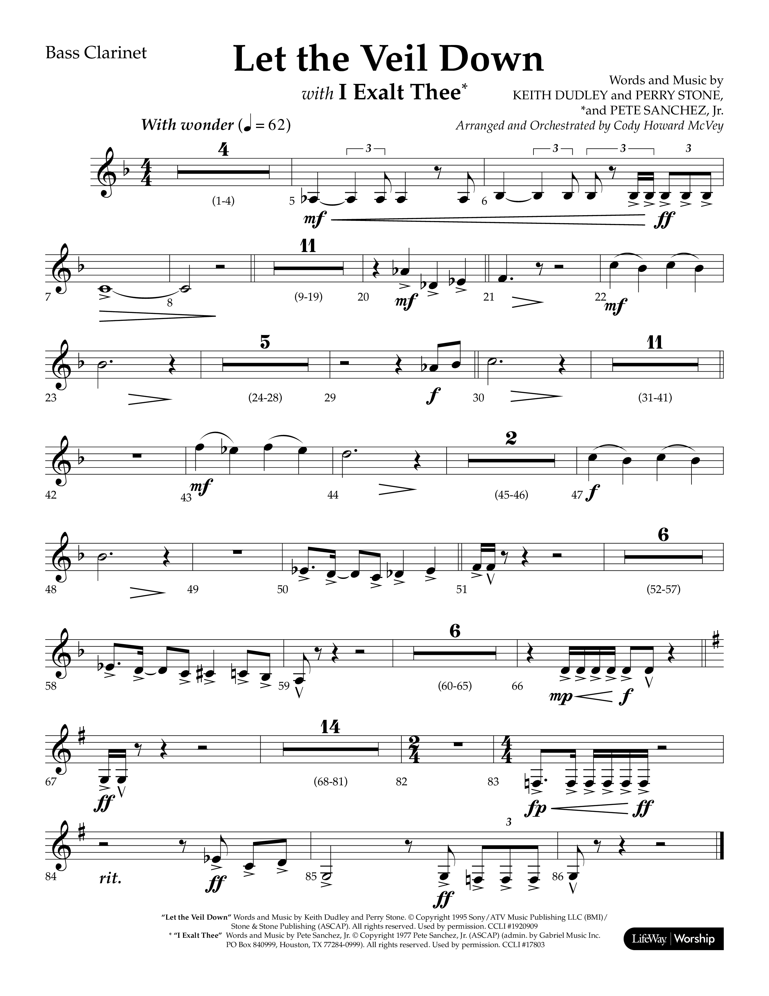 Let The Veil Down with I Exalt Thee (Choral Anthem SATB) Bass Clarinet (Lifeway Choral / Arr. Cody McVey)