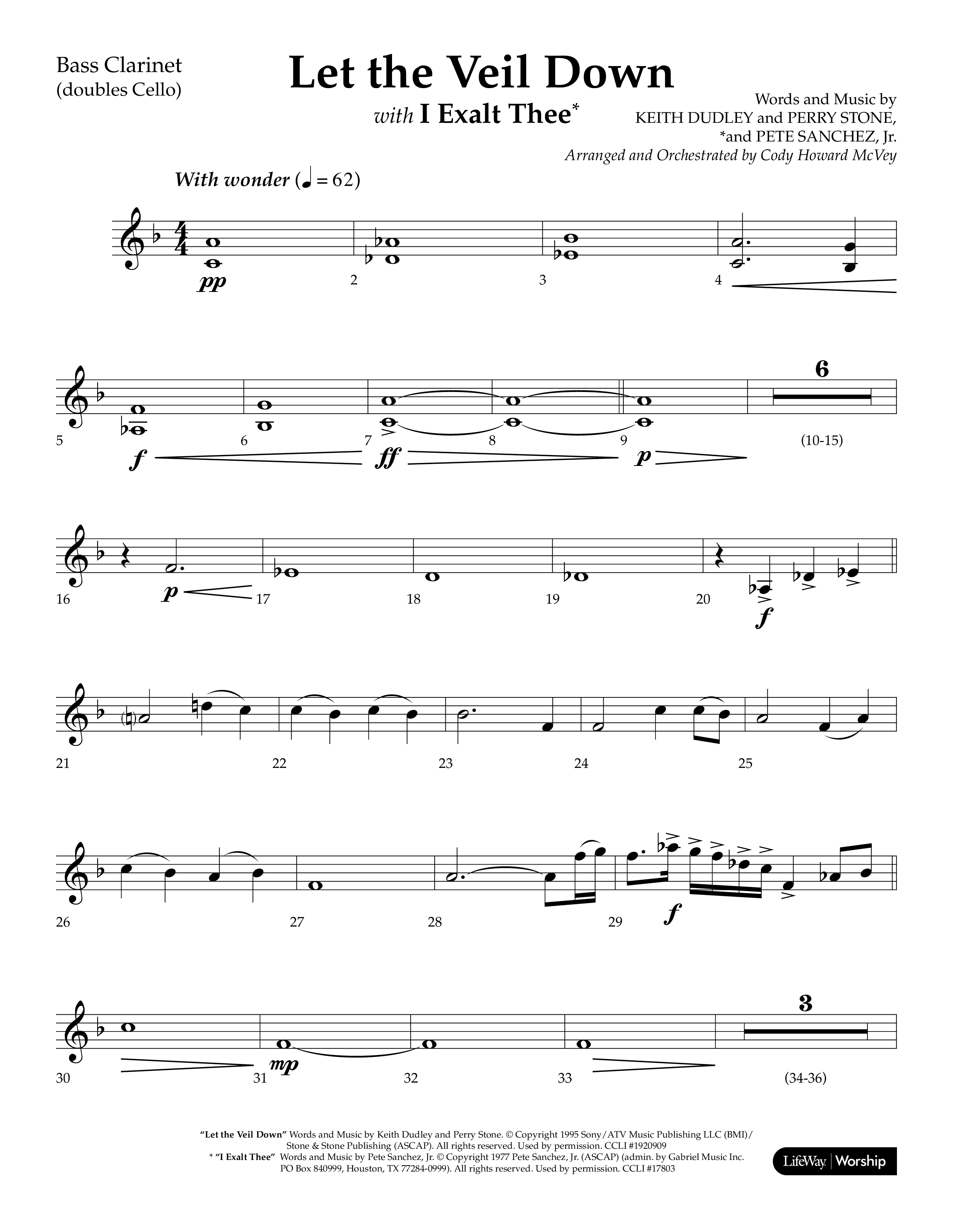 Let The Veil Down with I Exalt Thee (Choral Anthem SATB) Bass Clarinet (Lifeway Choral / Arr. Cody McVey)