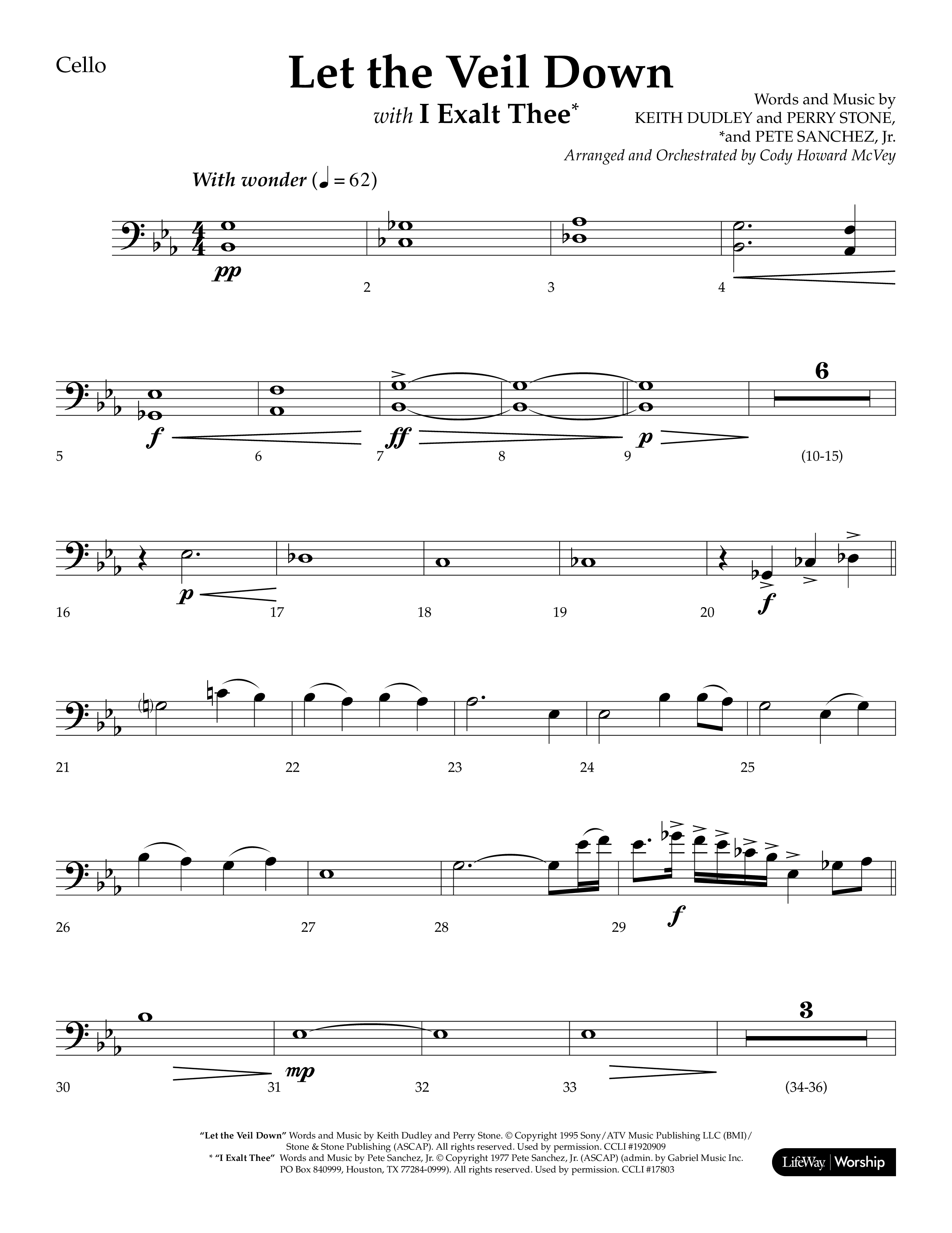 Let The Veil Down with I Exalt Thee (Choral Anthem SATB) Cello (Lifeway Choral / Arr. Cody McVey)