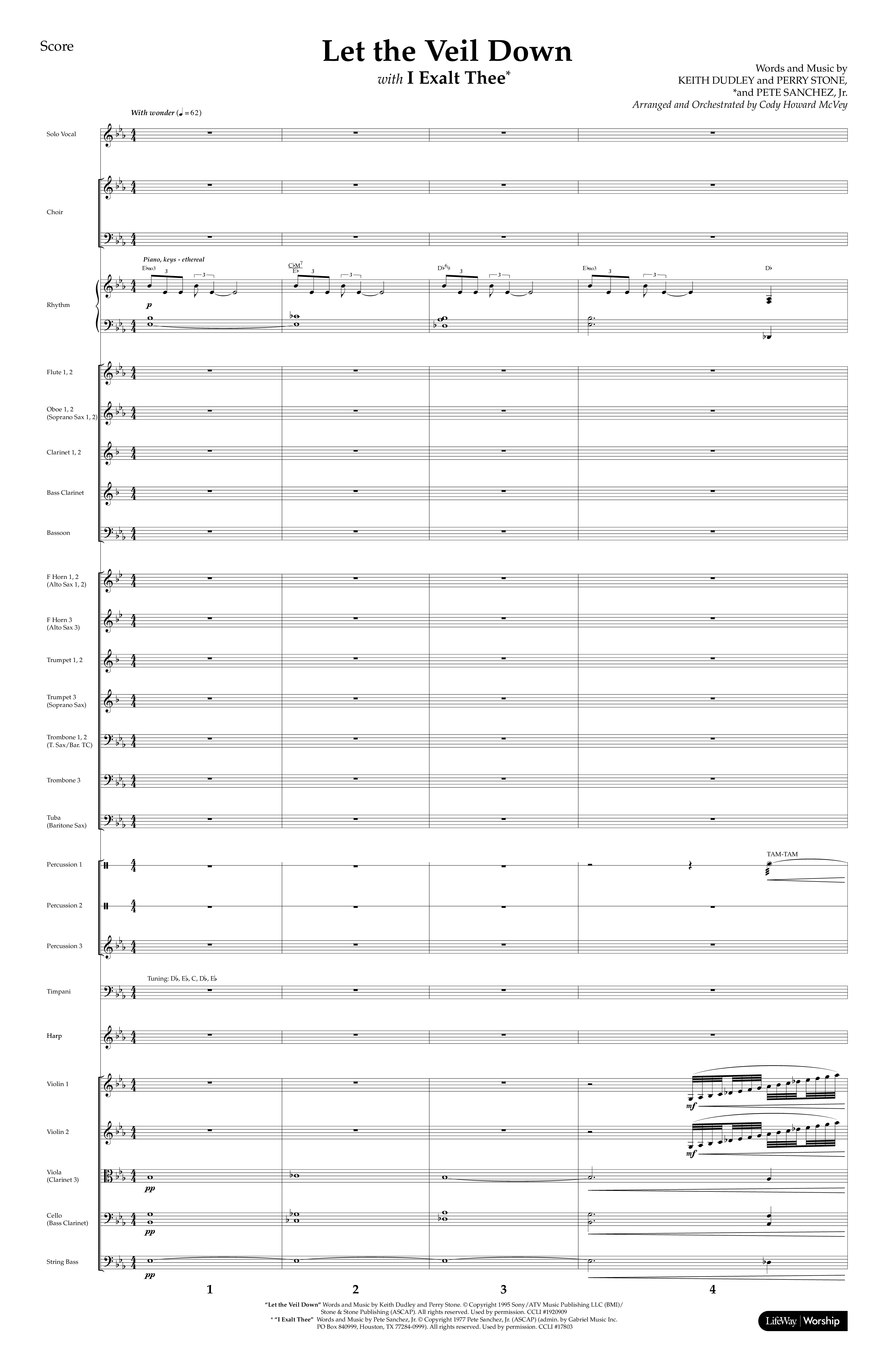 Let The Veil Down with I Exalt Thee (Choral Anthem SATB) Orchestration (Lifeway Choral / Arr. Cody McVey)
