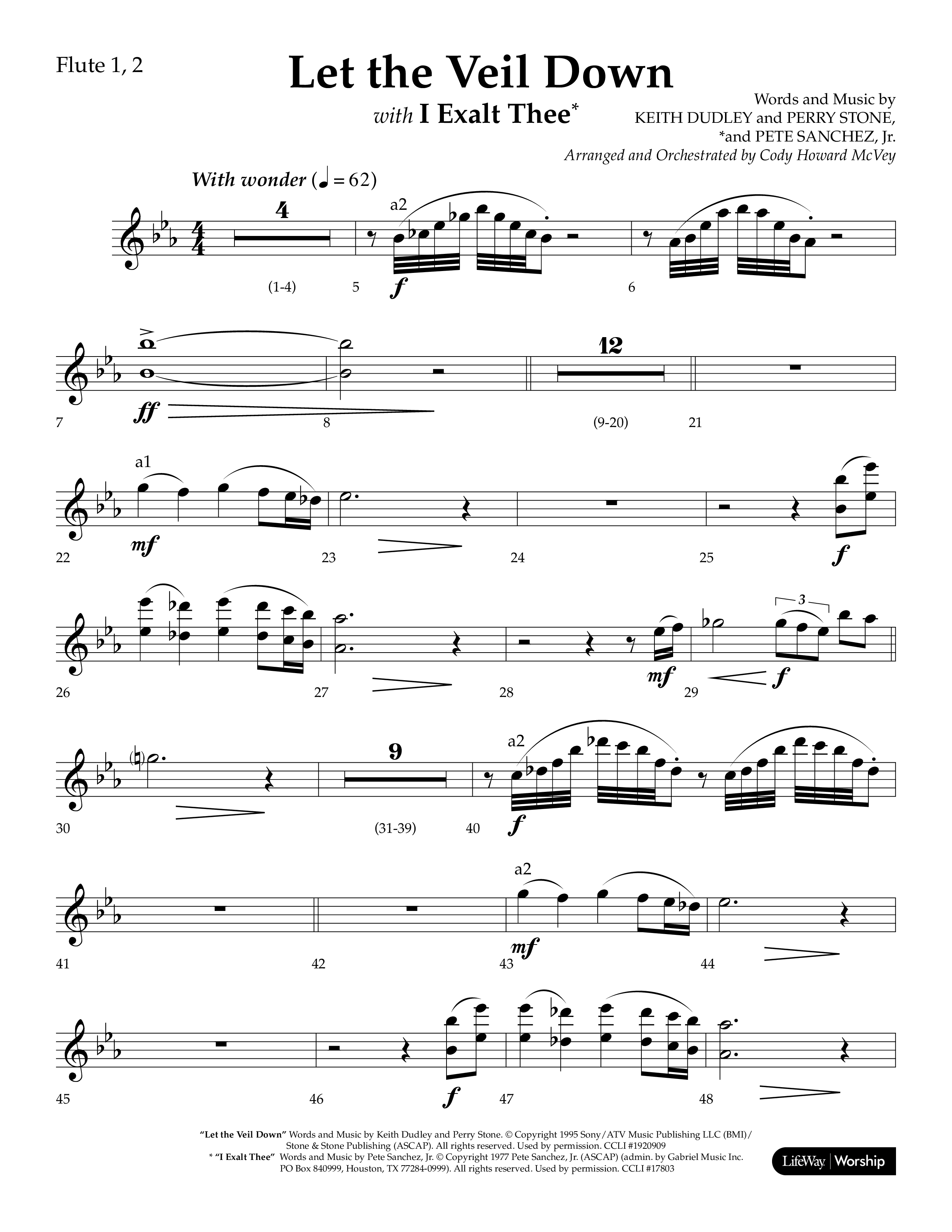 Let The Veil Down with I Exalt Thee (Choral Anthem SATB) Flute 1/2 (Lifeway Choral / Arr. Cody McVey)