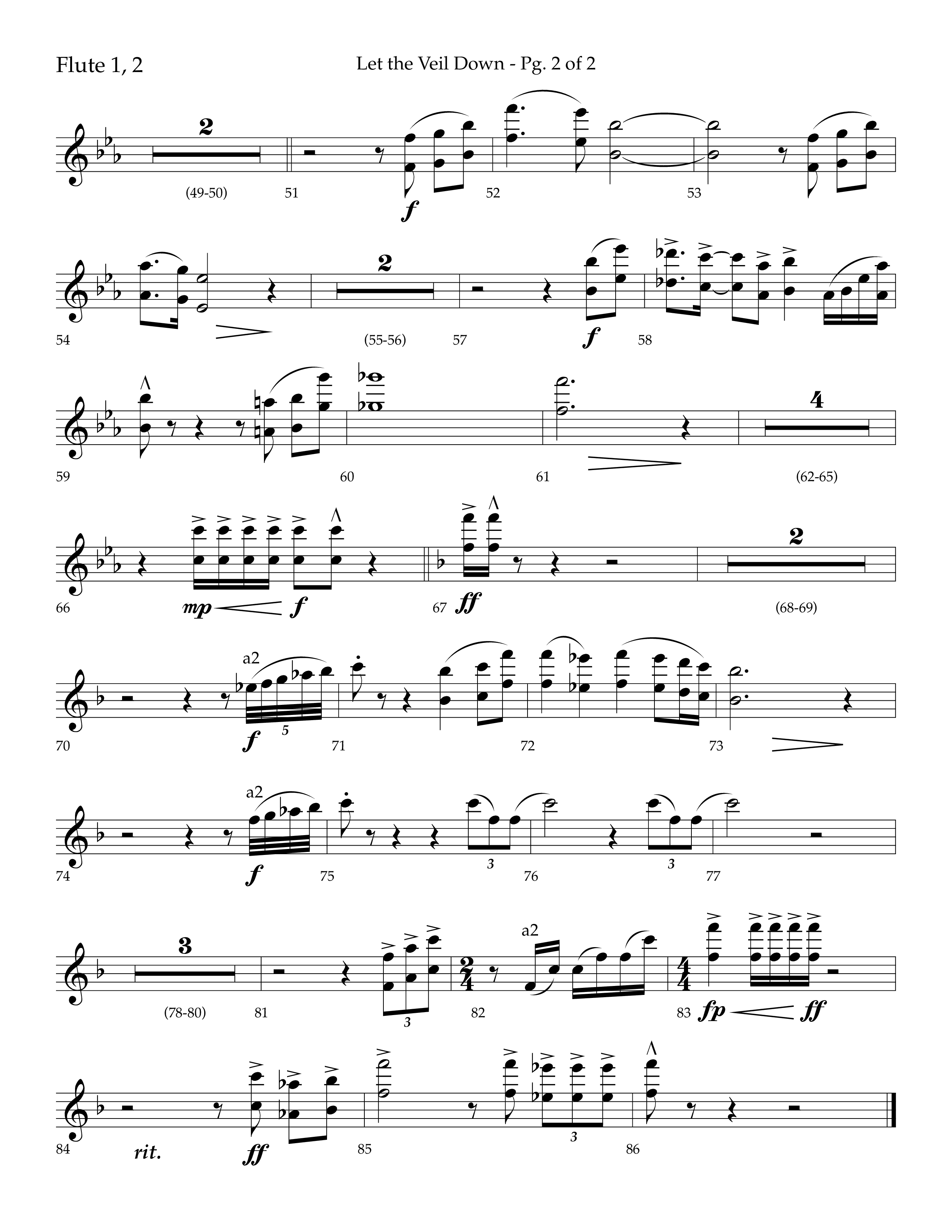 Let The Veil Down with I Exalt Thee (Choral Anthem SATB) Flute 1/2 (Lifeway Choral / Arr. Cody McVey)