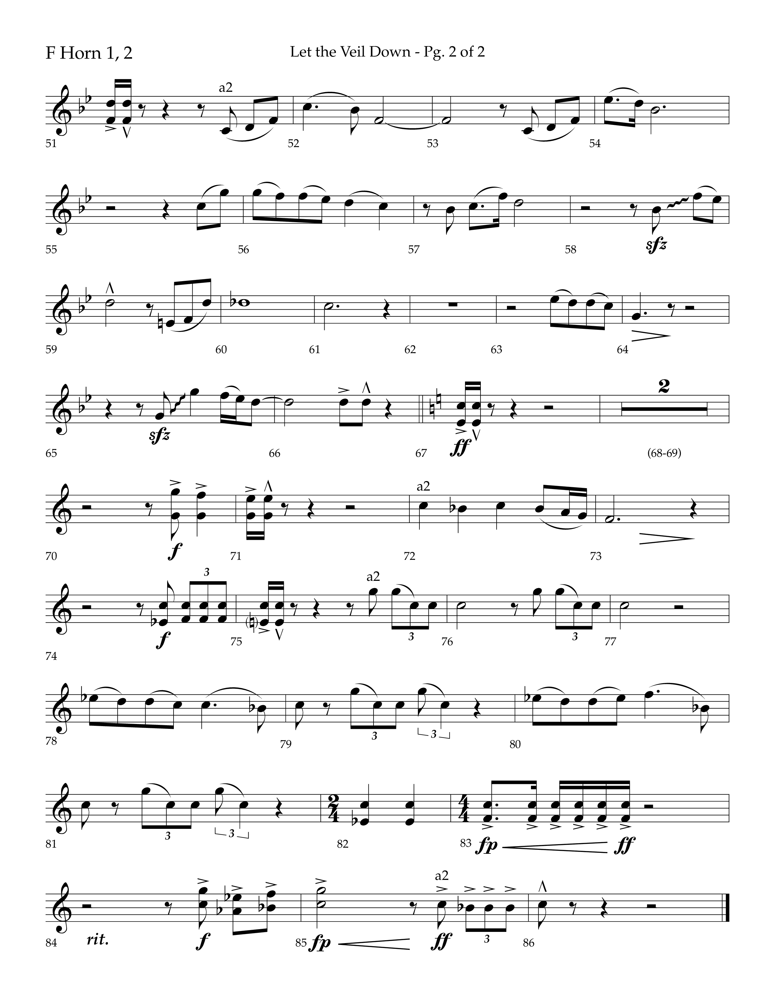 Let The Veil Down with I Exalt Thee (Choral Anthem SATB) French Horn 1/2 (Lifeway Choral / Arr. Cody McVey)