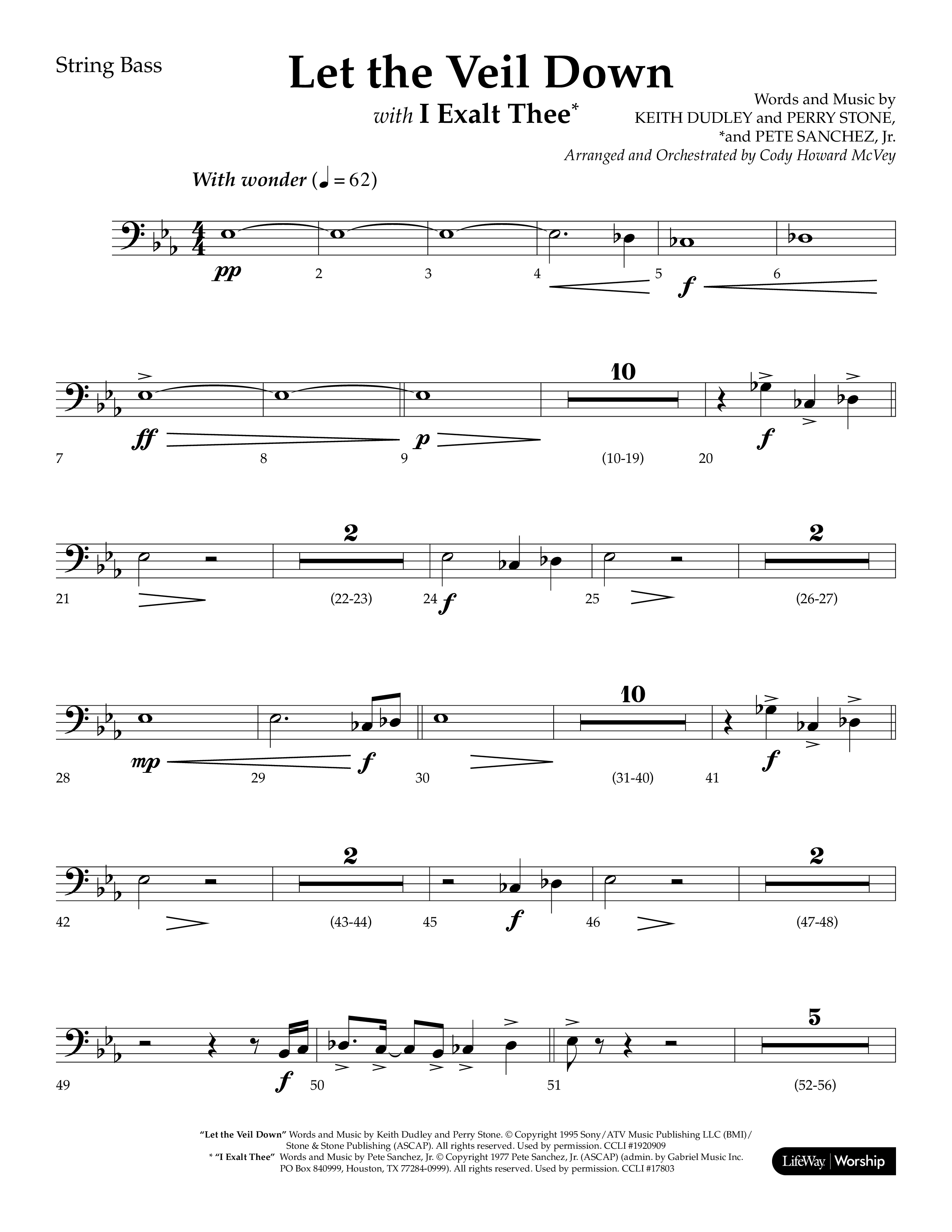 Let The Veil Down with I Exalt Thee (Choral Anthem SATB) String Bass (Lifeway Choral / Arr. Cody McVey)