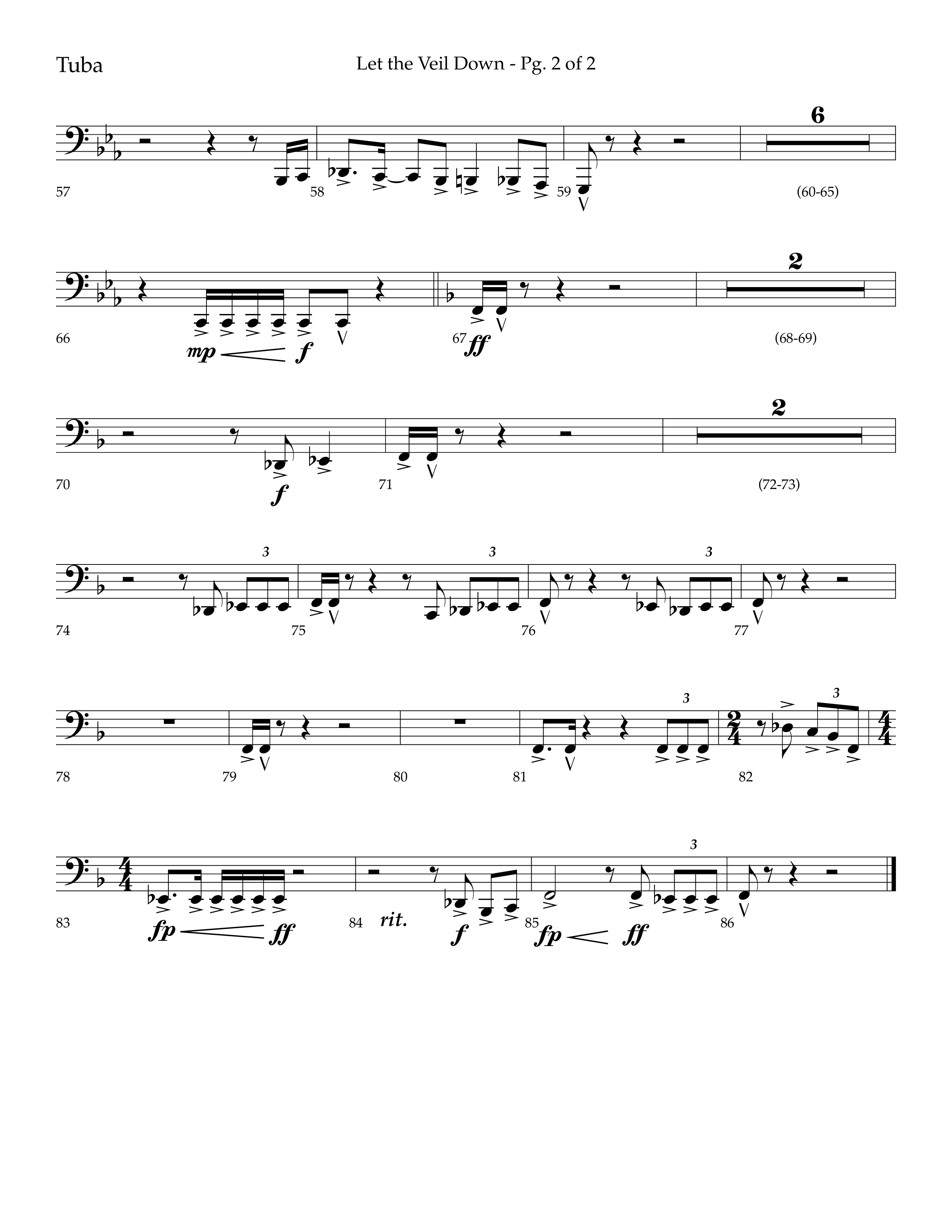 Let The Veil Down with I Exalt Thee (Choral Anthem SATB) Tuba (Lifeway Choral / Arr. Cody McVey)