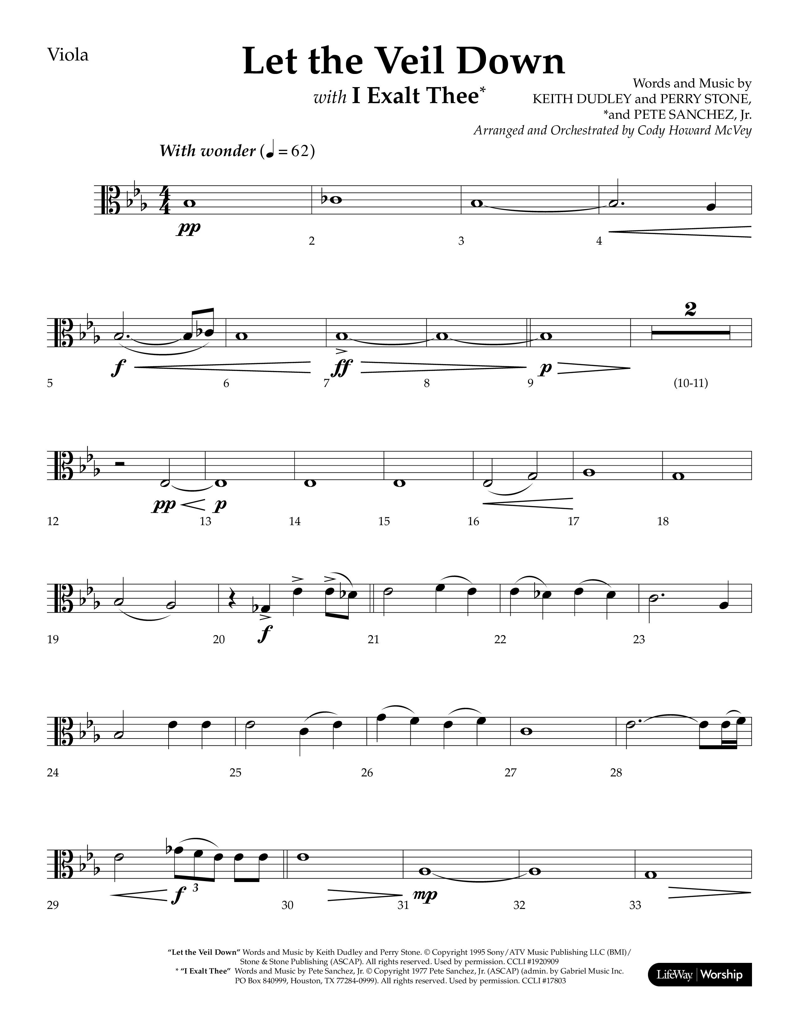 Let The Veil Down with I Exalt Thee (Choral Anthem SATB) Viola (Lifeway Choral / Arr. Cody McVey)
