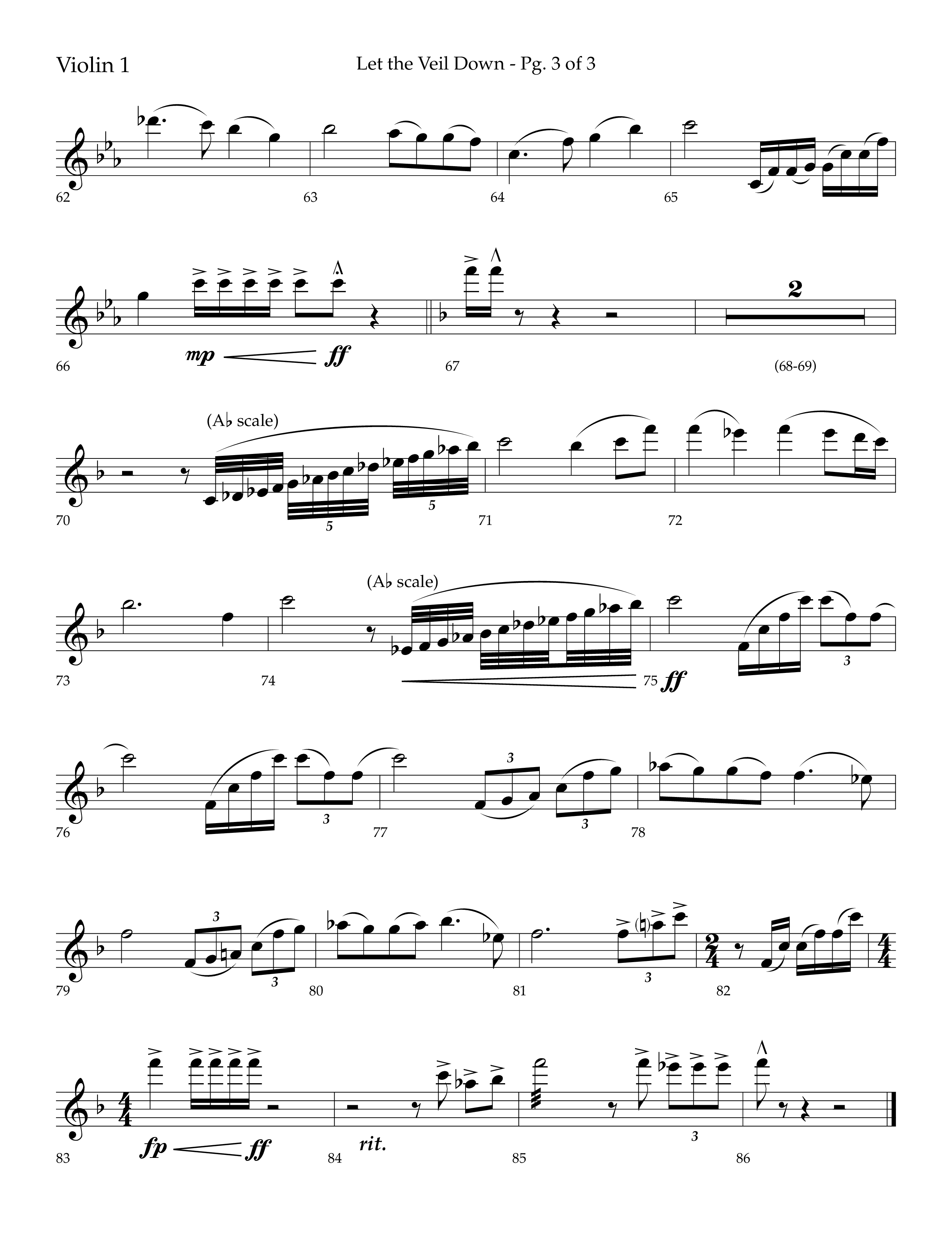 Let The Veil Down with I Exalt Thee (Choral Anthem SATB) Violin 1 (Lifeway Choral / Arr. Cody McVey)