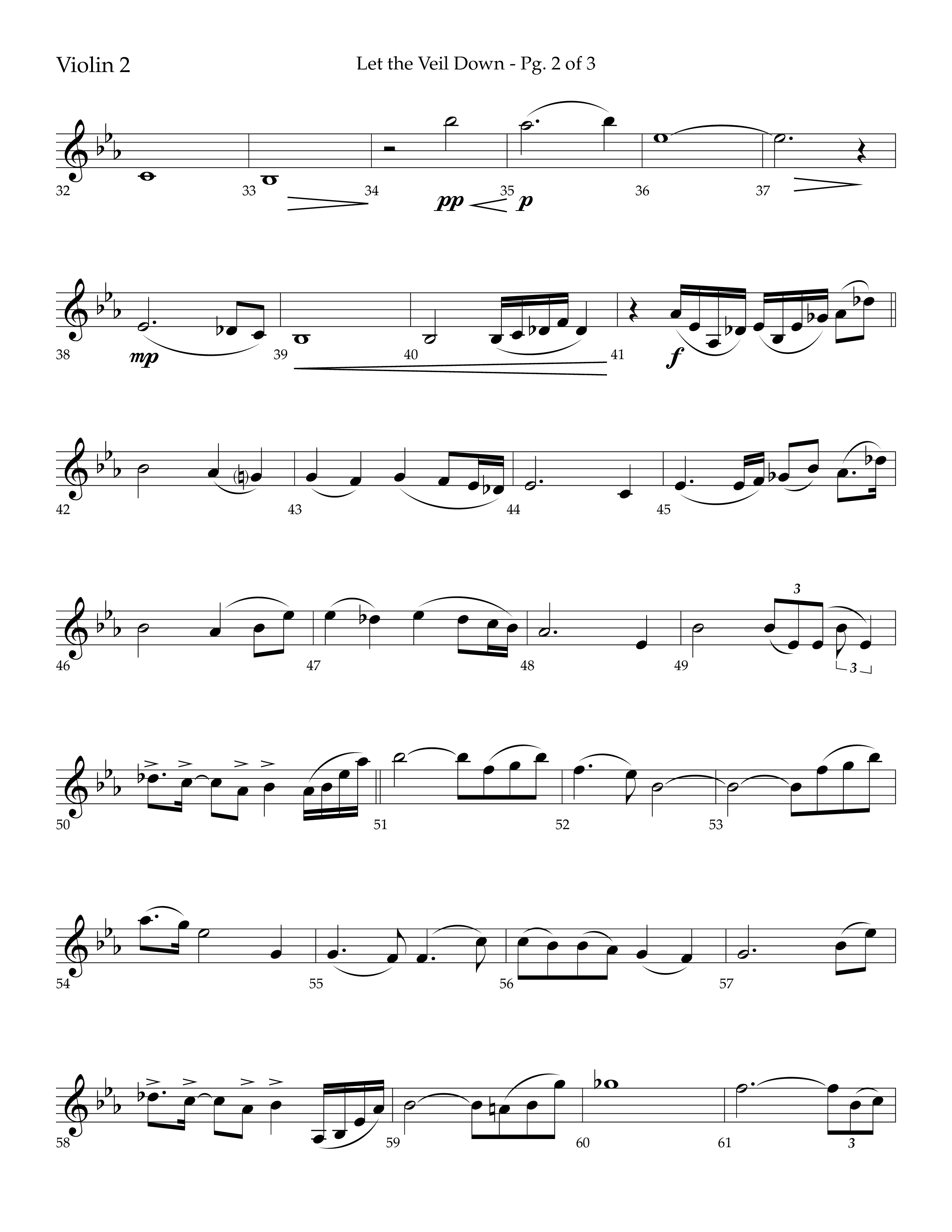 Let The Veil Down with I Exalt Thee (Choral Anthem SATB) Violin 2 (Lifeway Choral / Arr. Cody McVey)