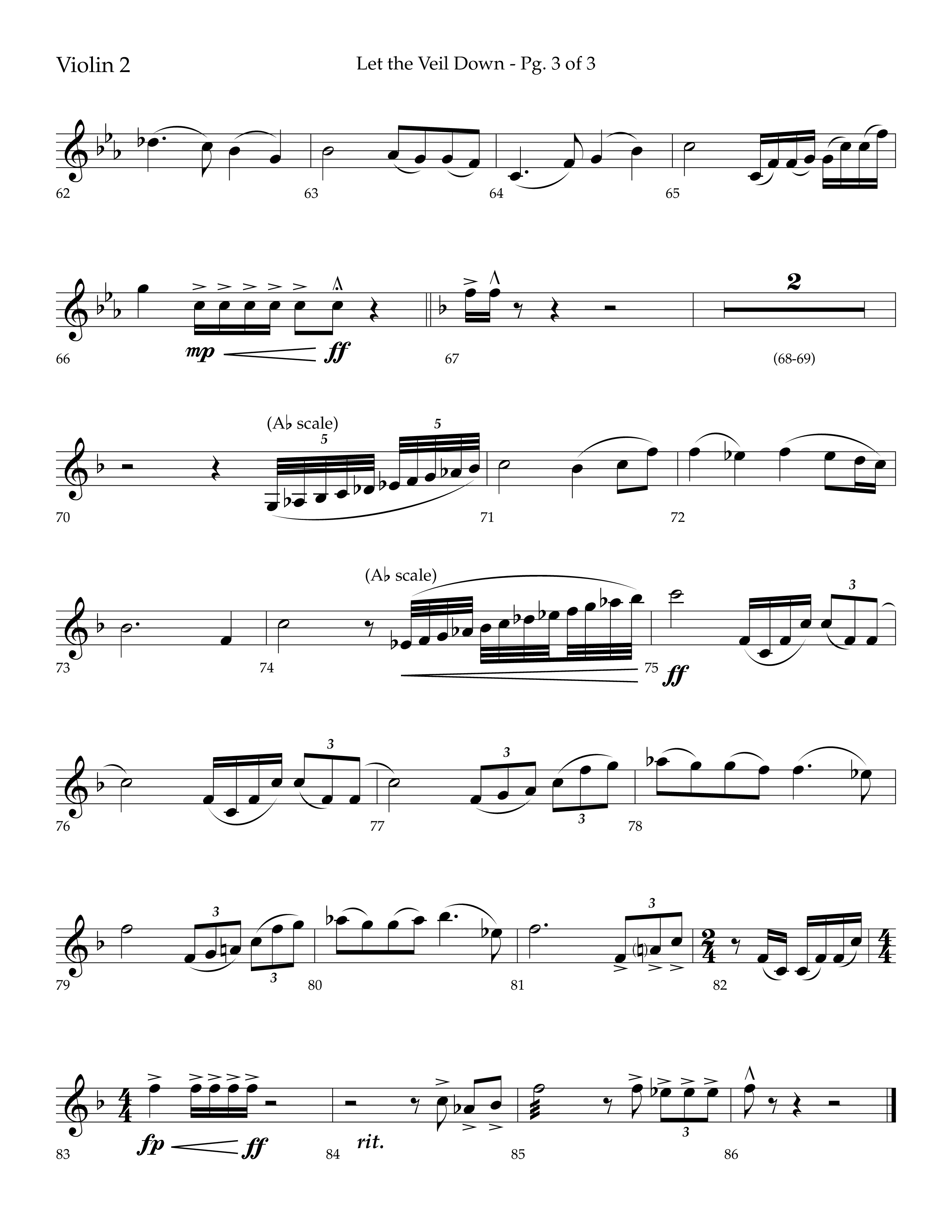 Let The Veil Down with I Exalt Thee (Choral Anthem SATB) Violin 2 (Lifeway Choral / Arr. Cody McVey)