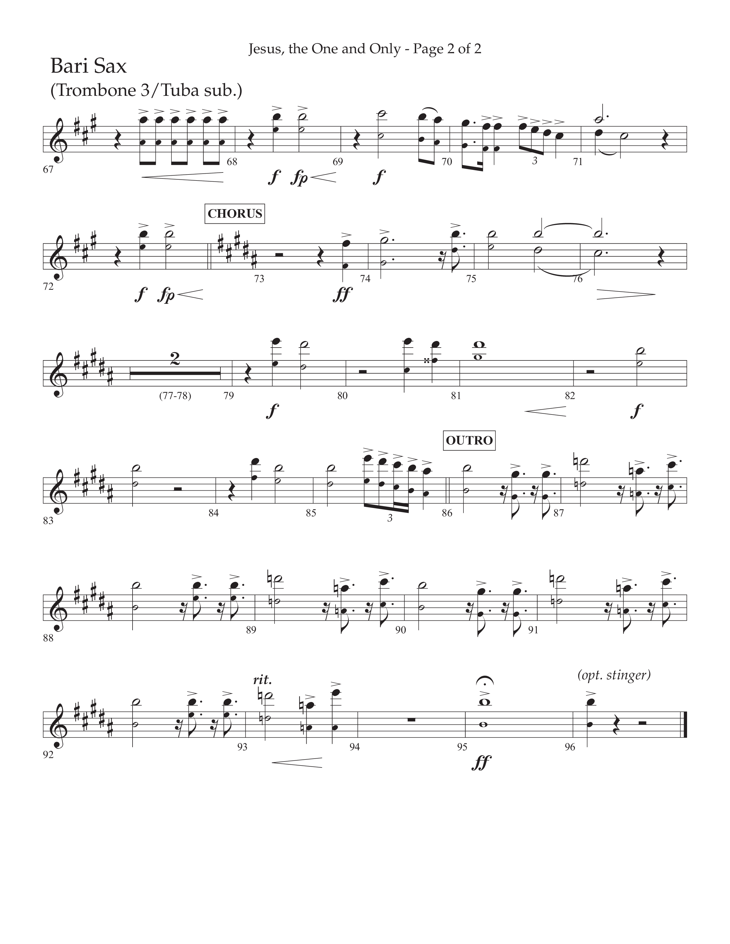 Jesus The One And Only (Choral Anthem SATB) Bari Sax (Lifeway Choral / Arr. John Bolin / Arr. Don Koch / Orch. David Shipps)
