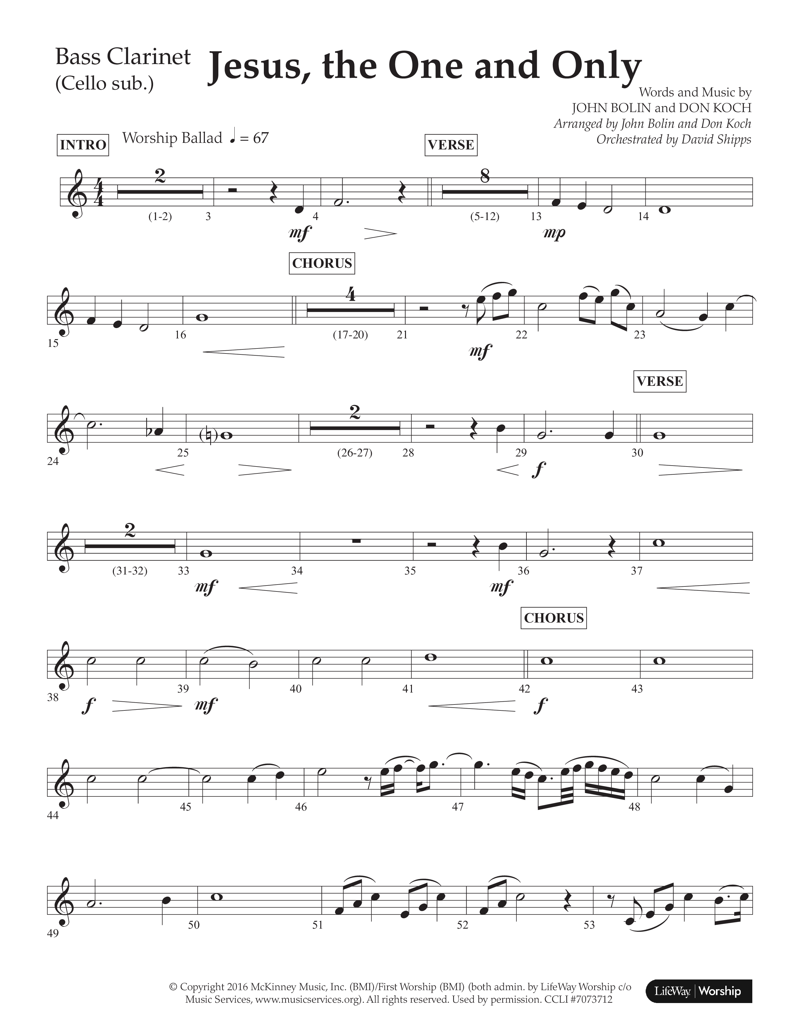 Jesus The One And Only (Choral Anthem SATB) Bass Clarinet (Lifeway Choral / Arr. John Bolin / Arr. Don Koch / Orch. David Shipps)