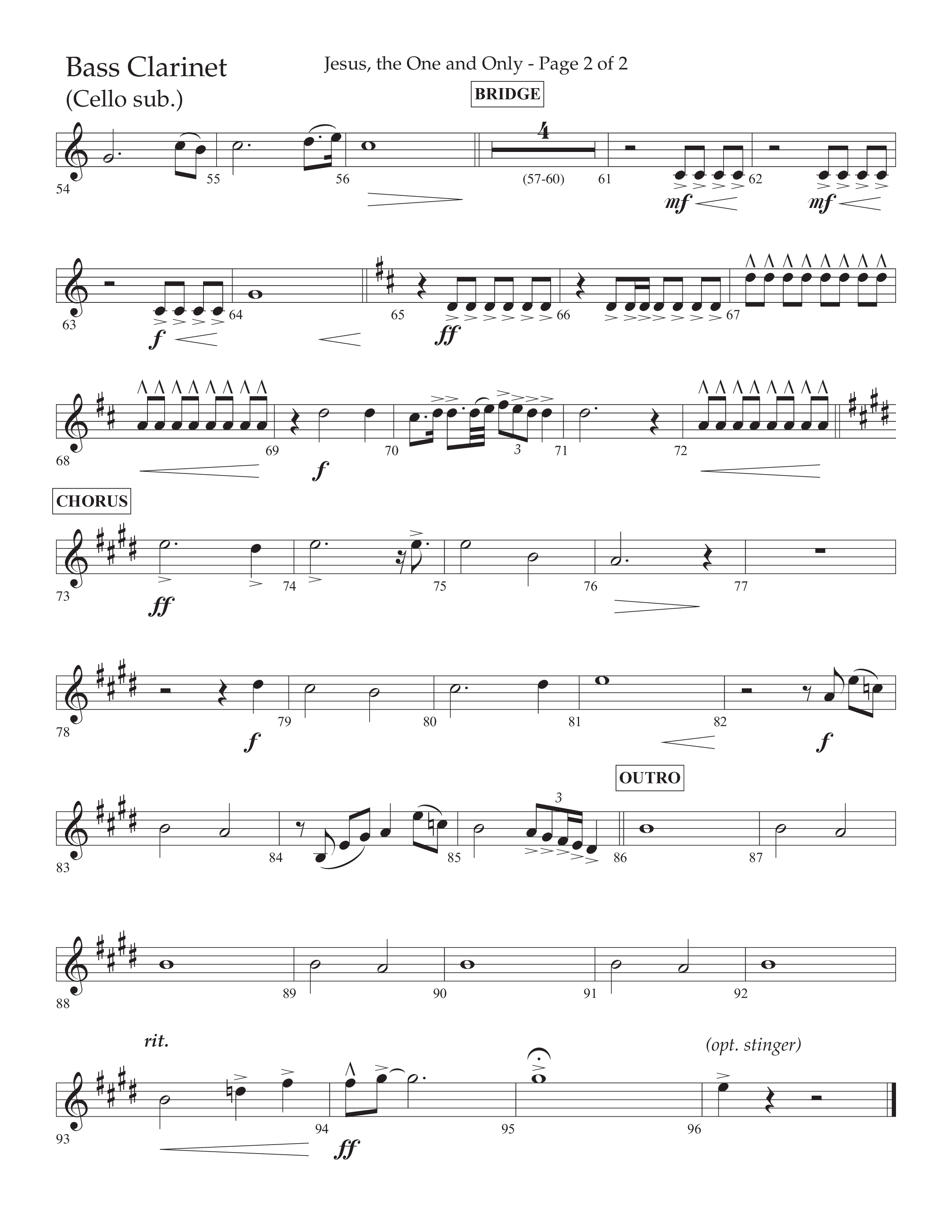 Jesus The One And Only (Choral Anthem SATB) Bass Clarinet (Lifeway Choral / Arr. John Bolin / Arr. Don Koch / Orch. David Shipps)