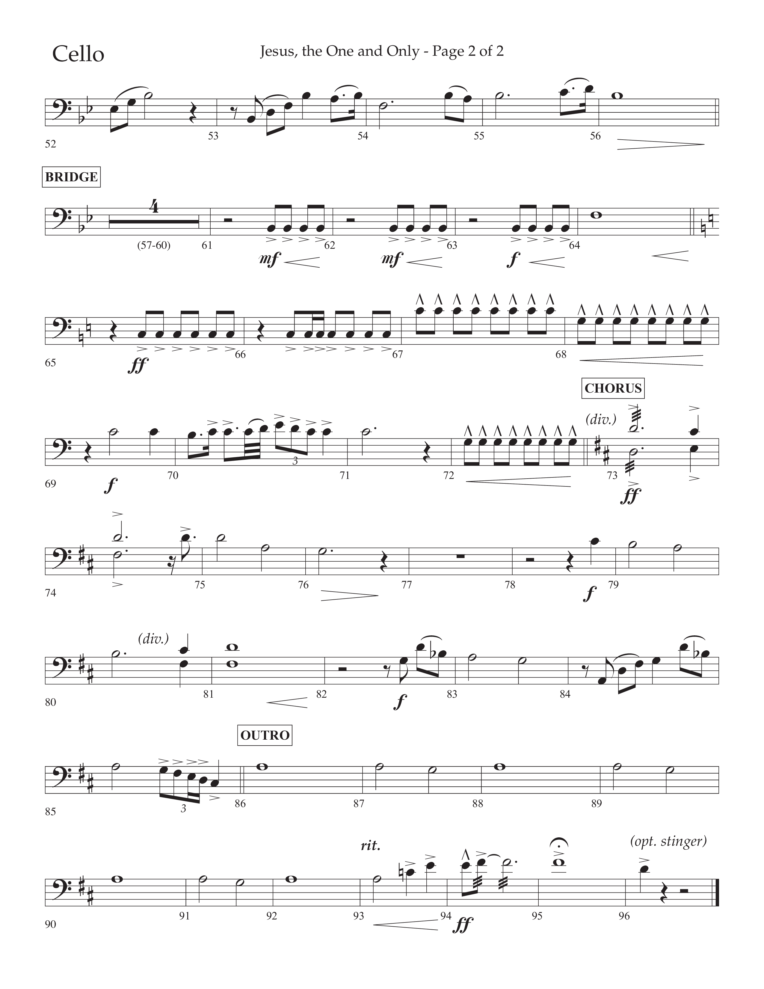 Jesus The One And Only (Choral Anthem SATB) Cello (Lifeway Choral / Arr. John Bolin / Arr. Don Koch / Orch. David Shipps)