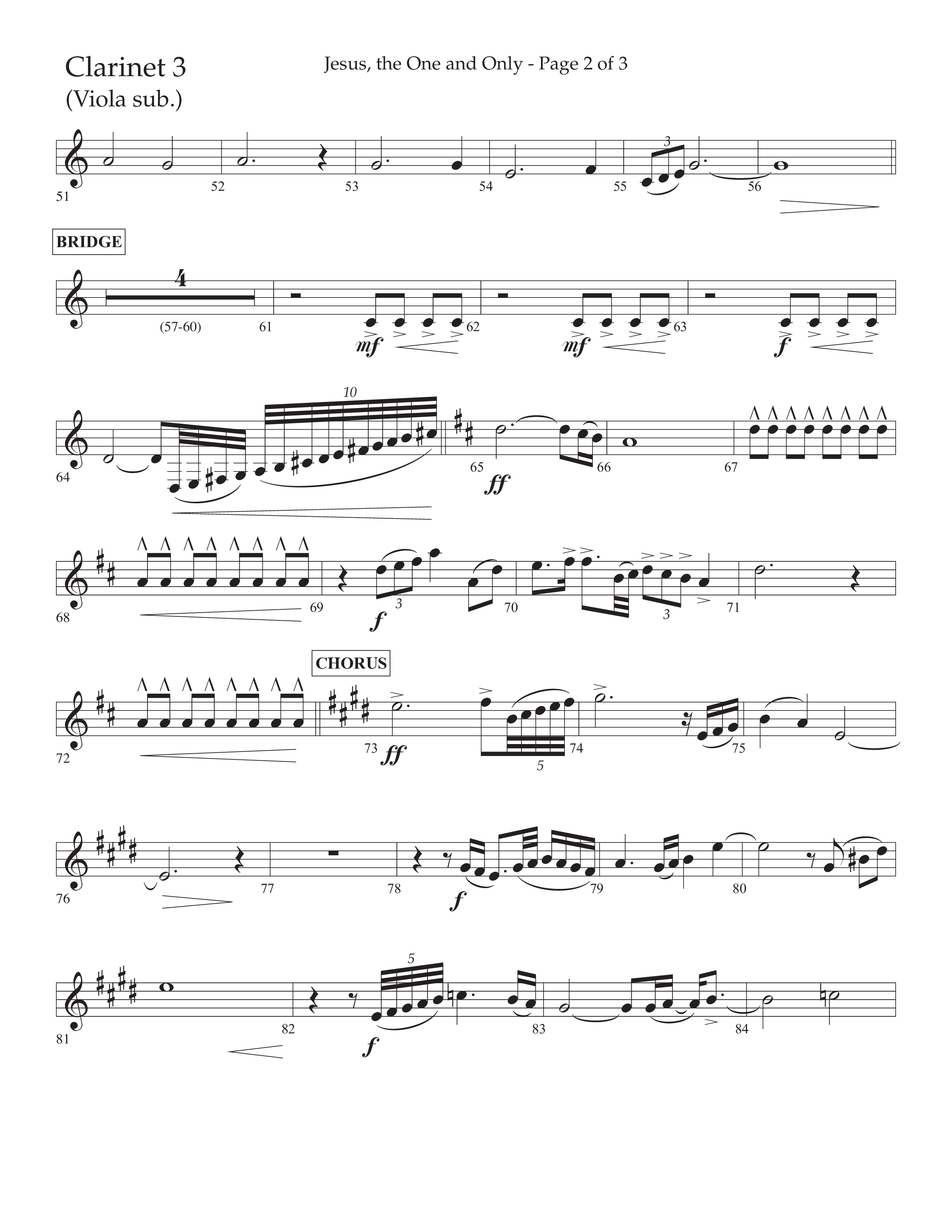 Jesus The One And Only (Choral Anthem SATB) Clarinet 3 (Lifeway Choral / Arr. John Bolin / Arr. Don Koch / Orch. David Shipps)