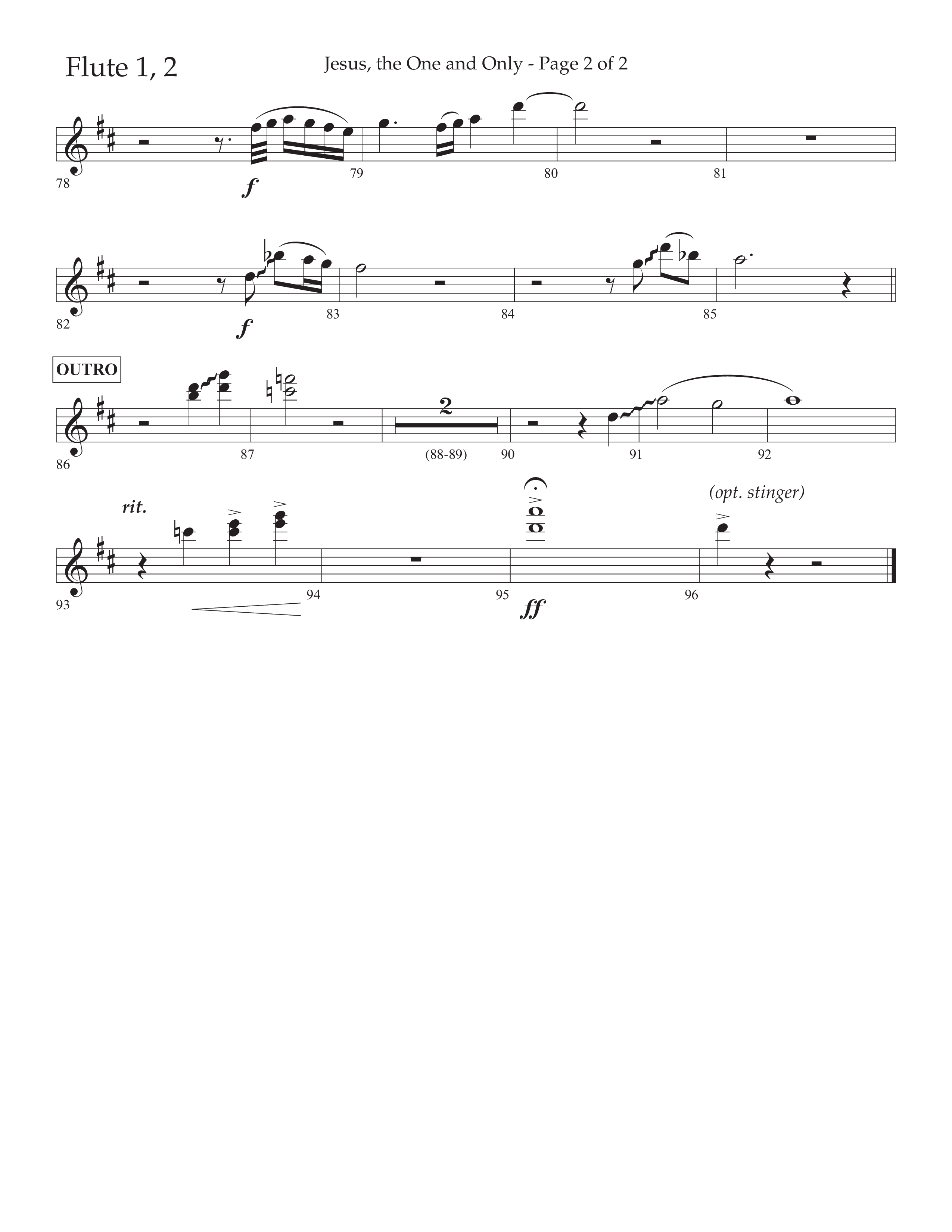 Jesus The One And Only (Choral Anthem SATB) Flute 1/2 (Lifeway Choral / Arr. John Bolin / Arr. Don Koch / Orch. David Shipps)